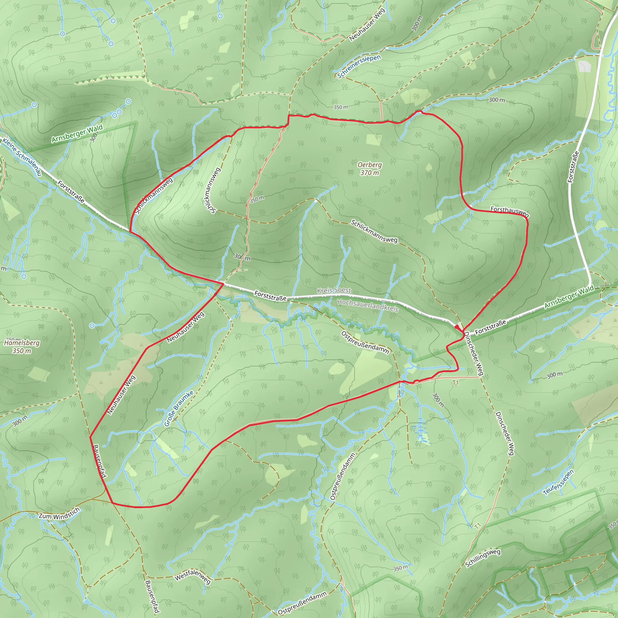 Hanseweg and Neuhaus Rundweg Loop mobile static map