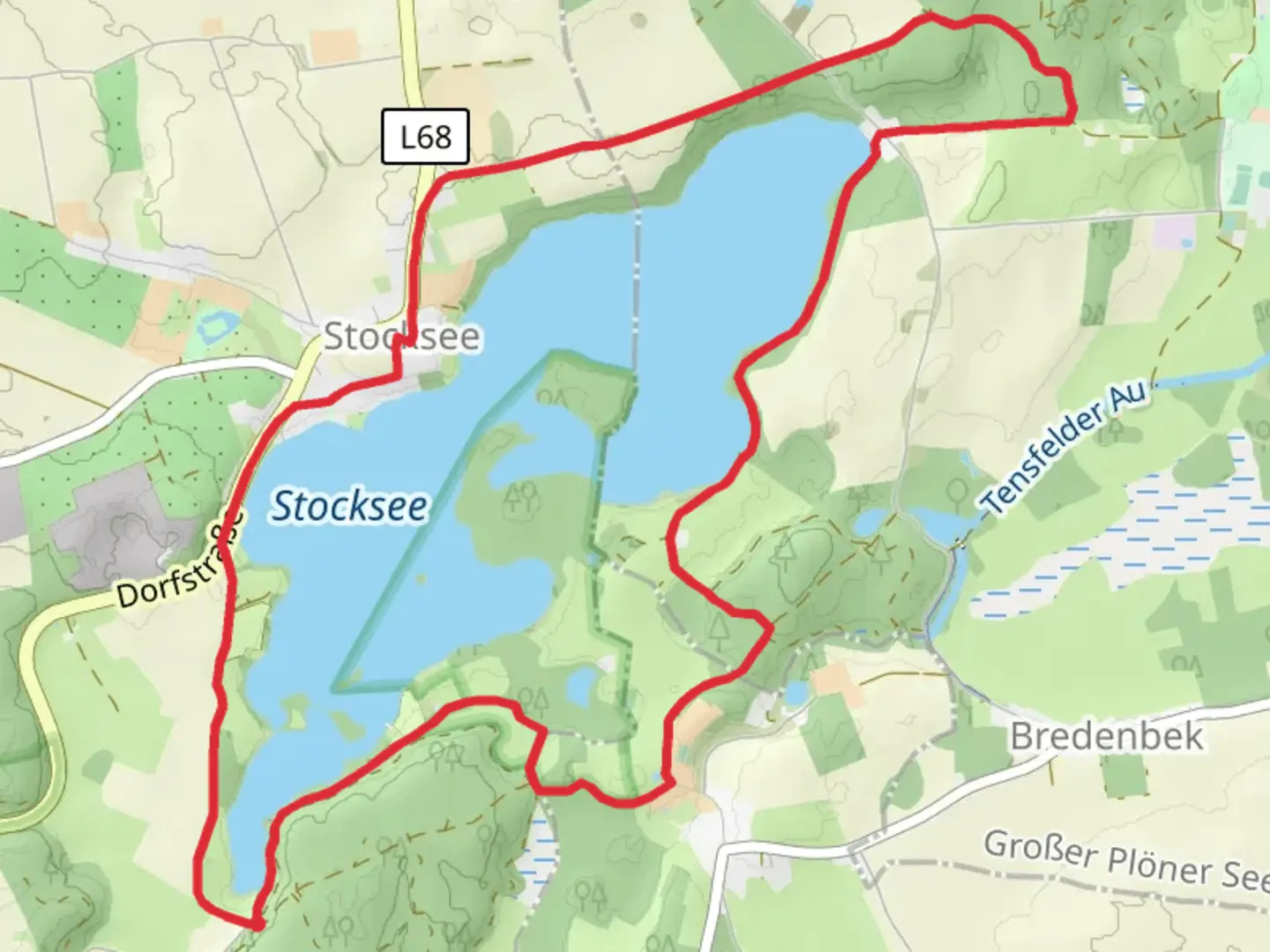 An image depicting the trail Rundweg Stocksee and its surrounding area.