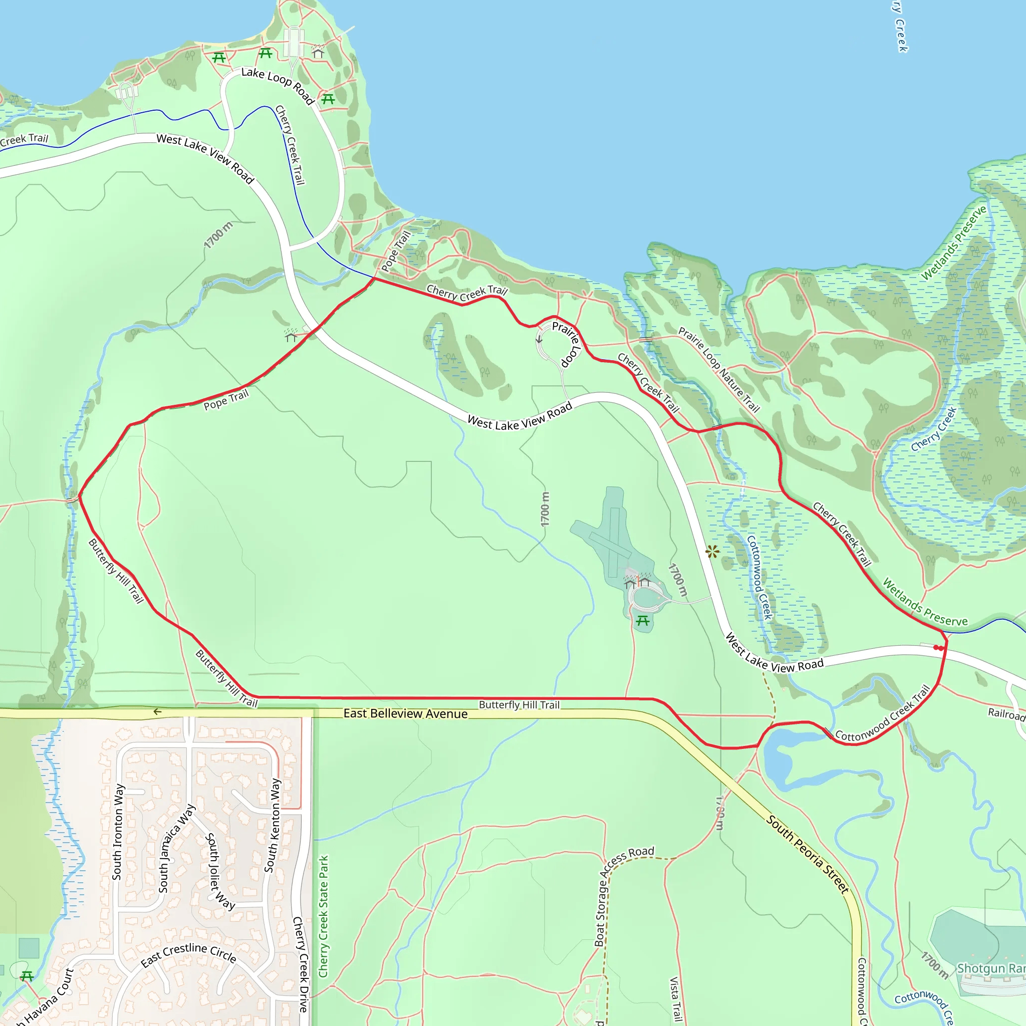 Cherry Creek, Pope and Butterfly Hill Loop Trail mobile static map