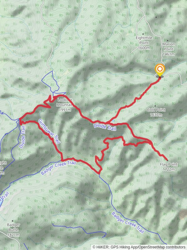 Fret Creek, Flag Point and Lookout Mountain via Divide Trail and Gumjuwac Loop Trail