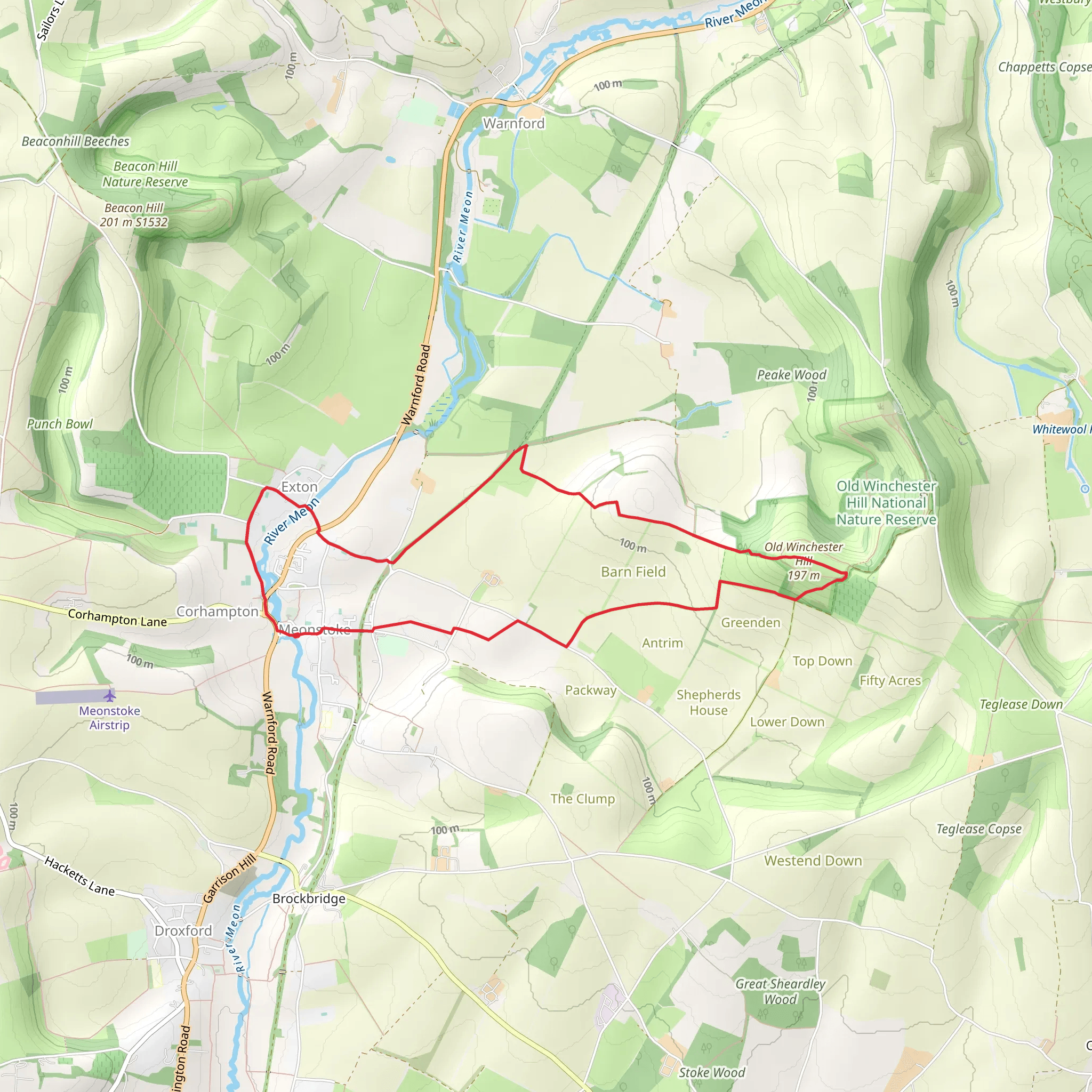 Old Winchester Hill Iron Age Fort Loop from Meonstoke mobile static map