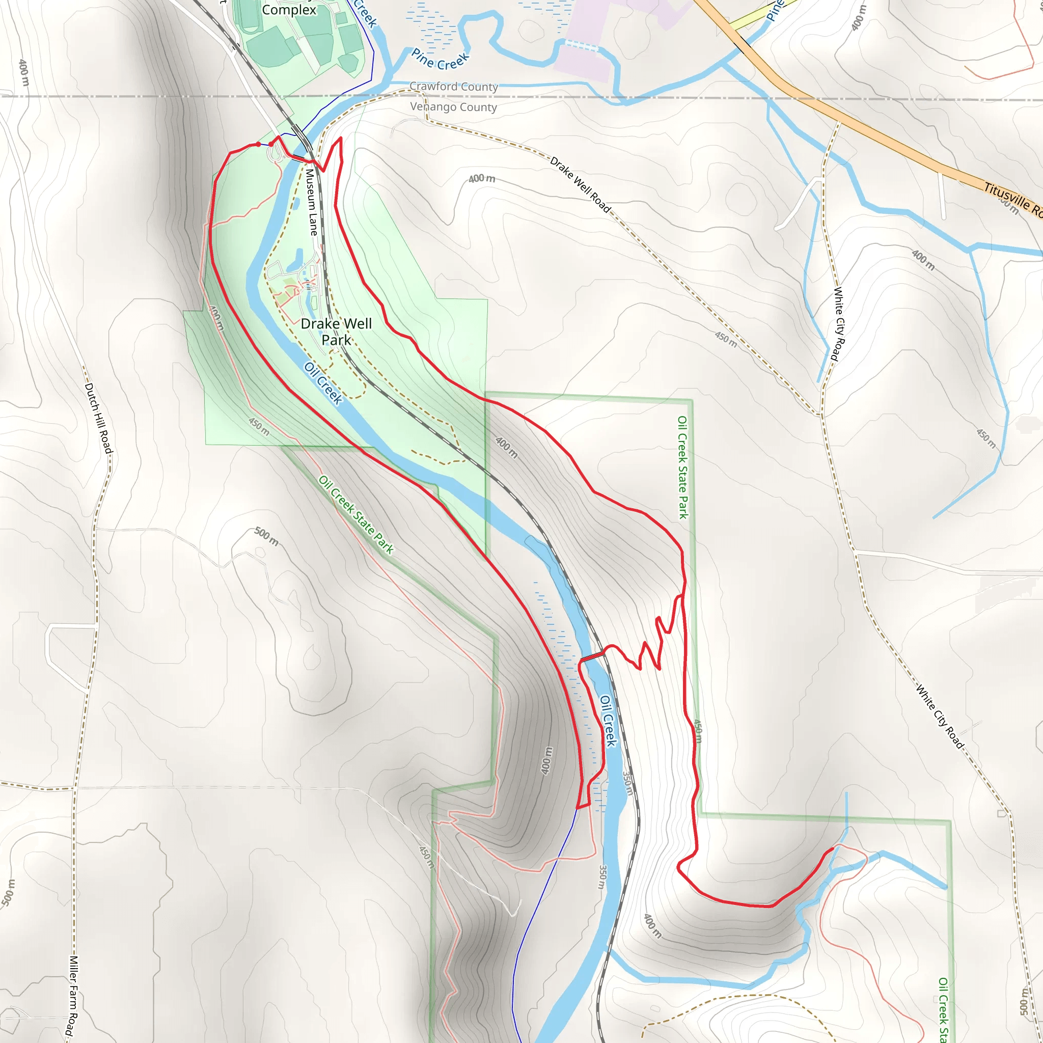Oil Creek in Drake Well State Park mobile static map