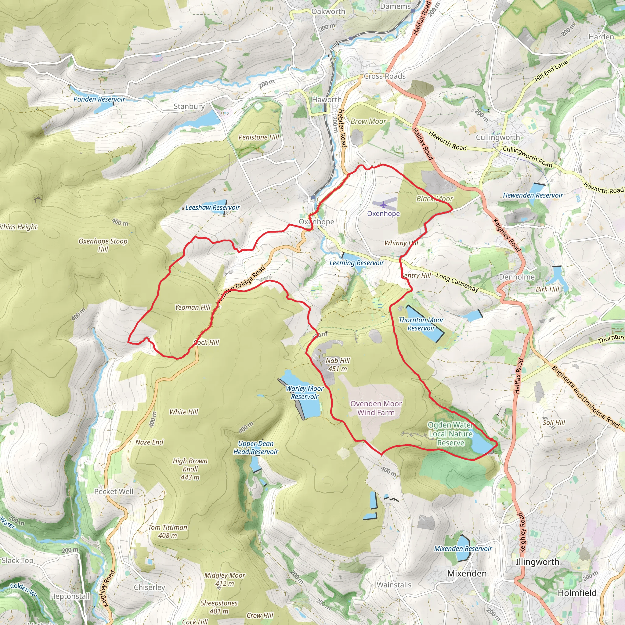 Ogden and Oxenhope Loop mobile static map
