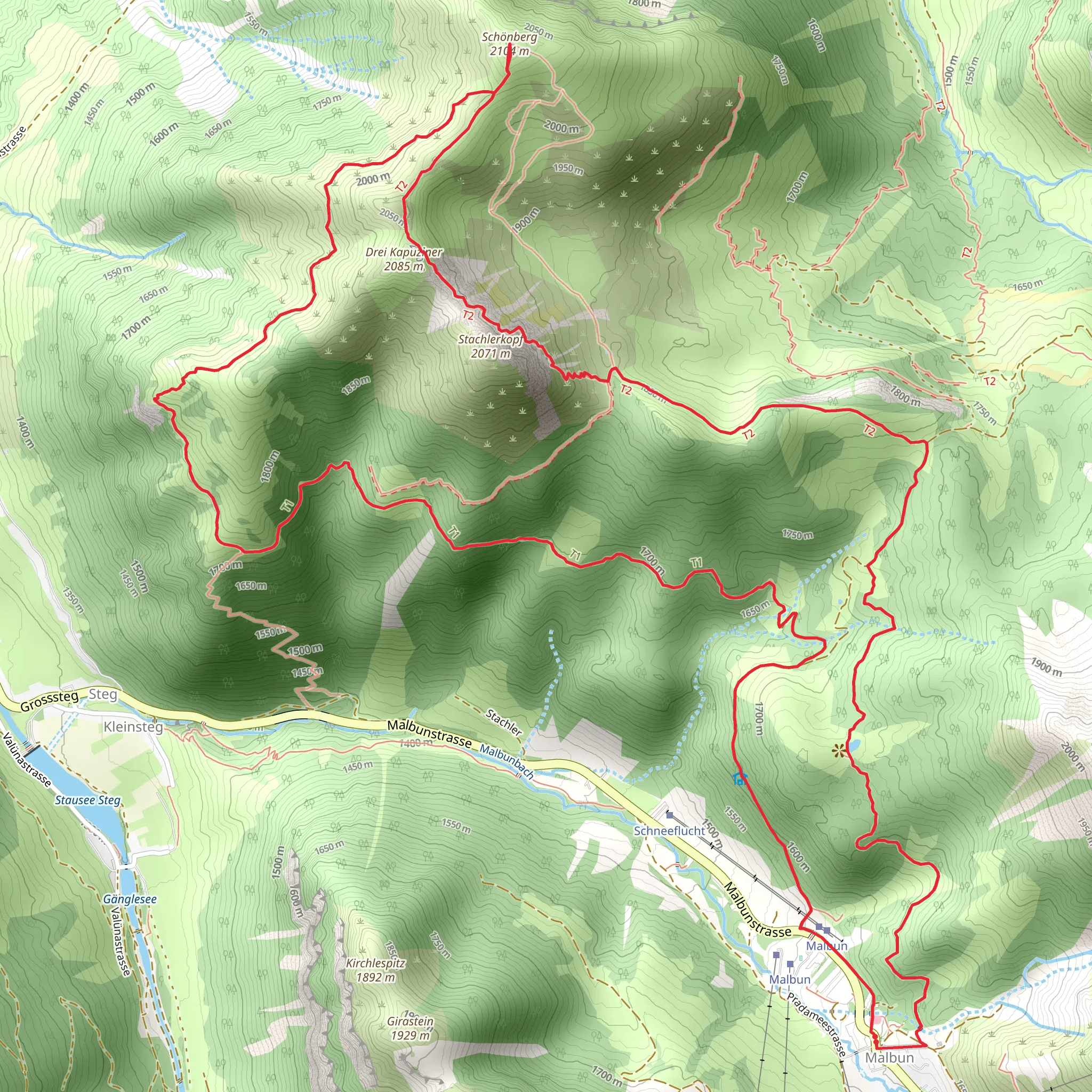 Malbun - Schönberg Trail mobile static map