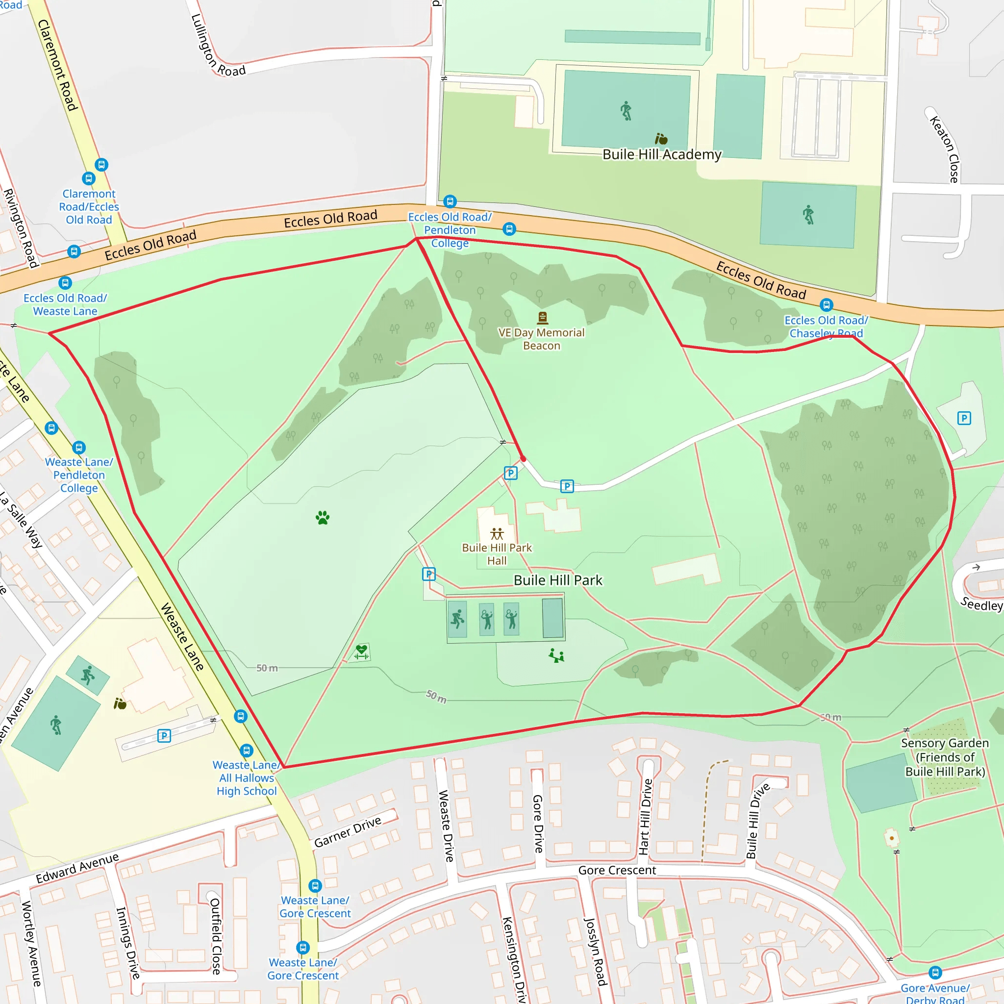 Buile Hill Park Loop mobile static map