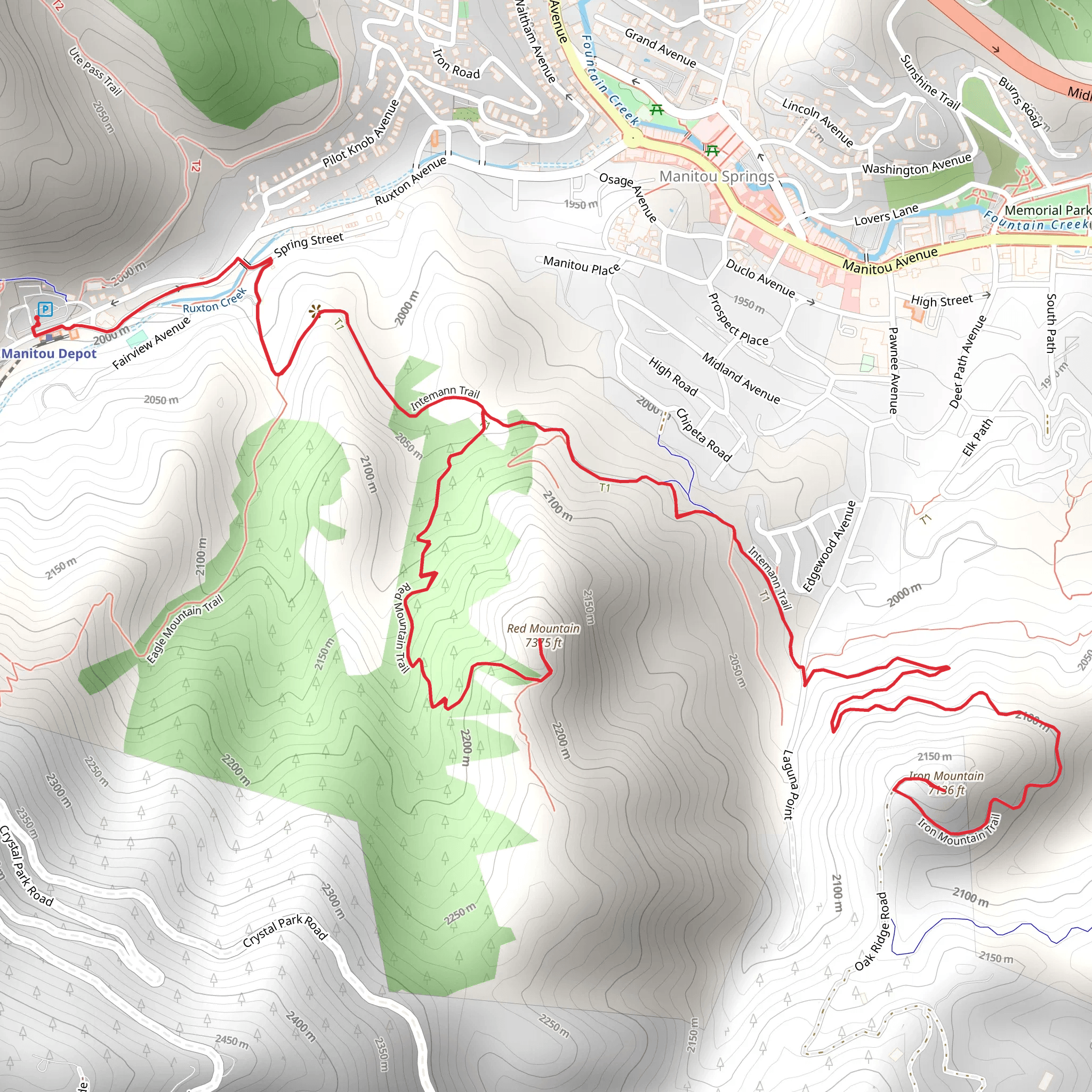 Red Mountain Iron Mountain via Intemann Trail mobile static map