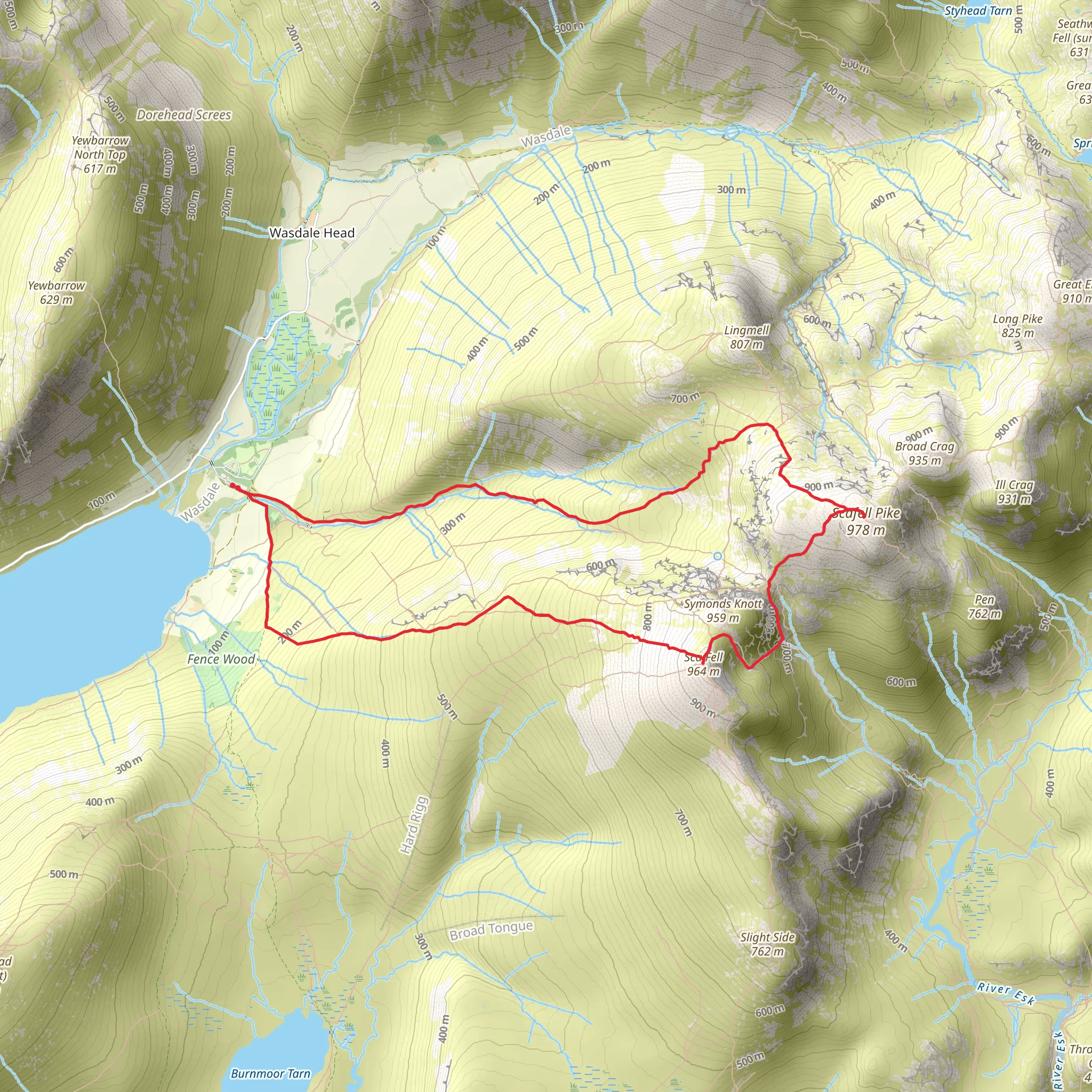 Scafell Pike, Sca Fell and Rakehead Crag Loop mobile static map