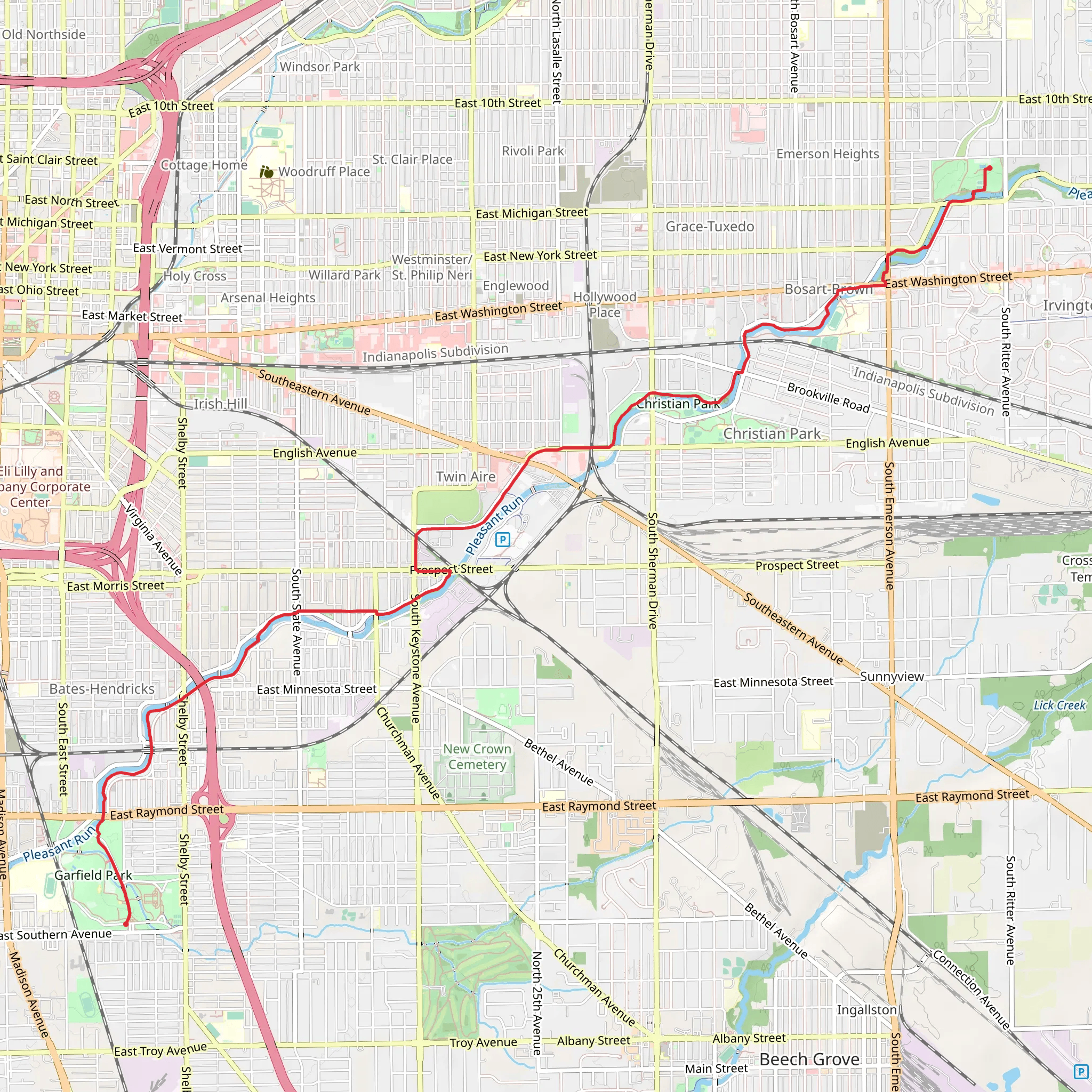 Pleasant Run Trail mobile static map
