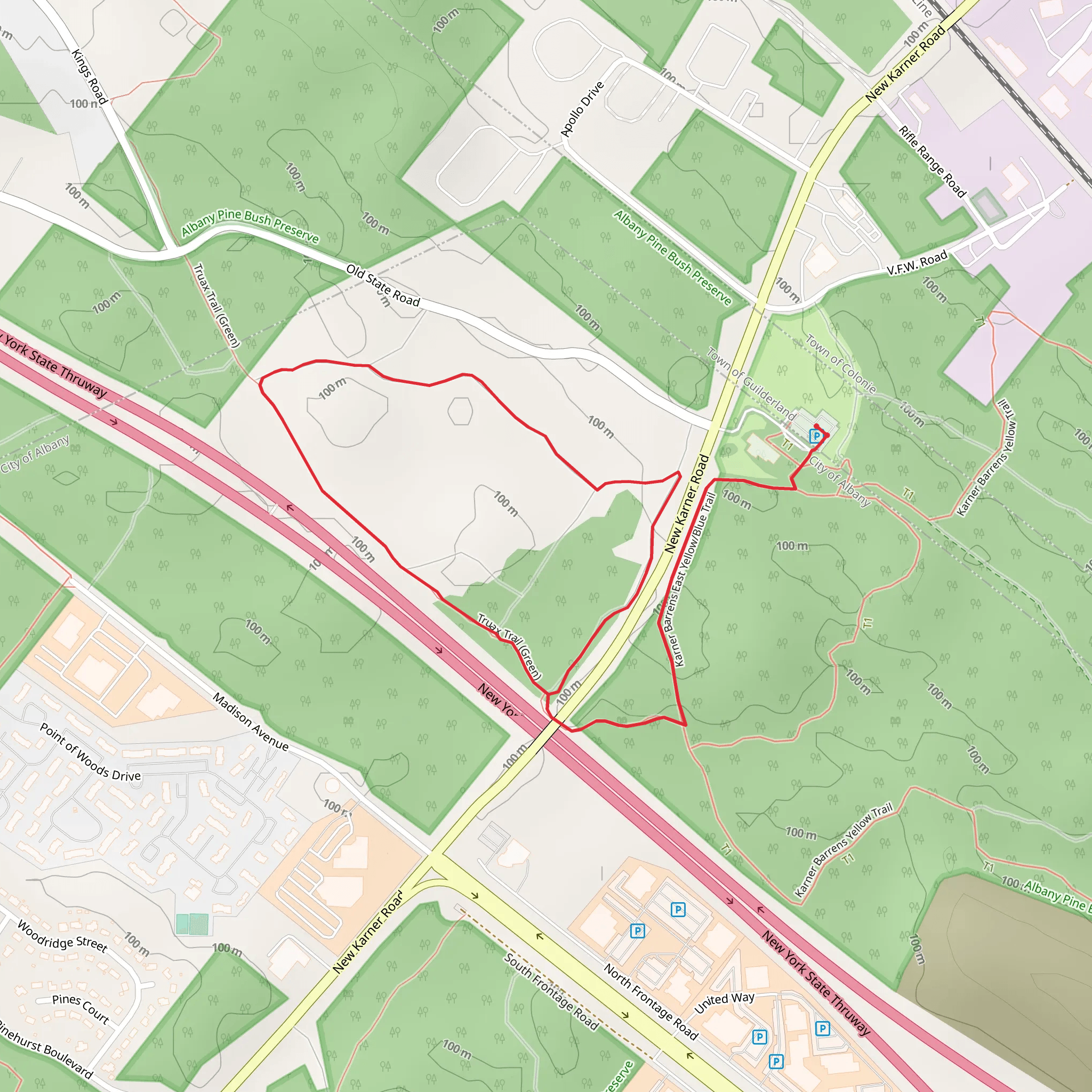Karner Barrens West Blue Trail Loop mobile static map