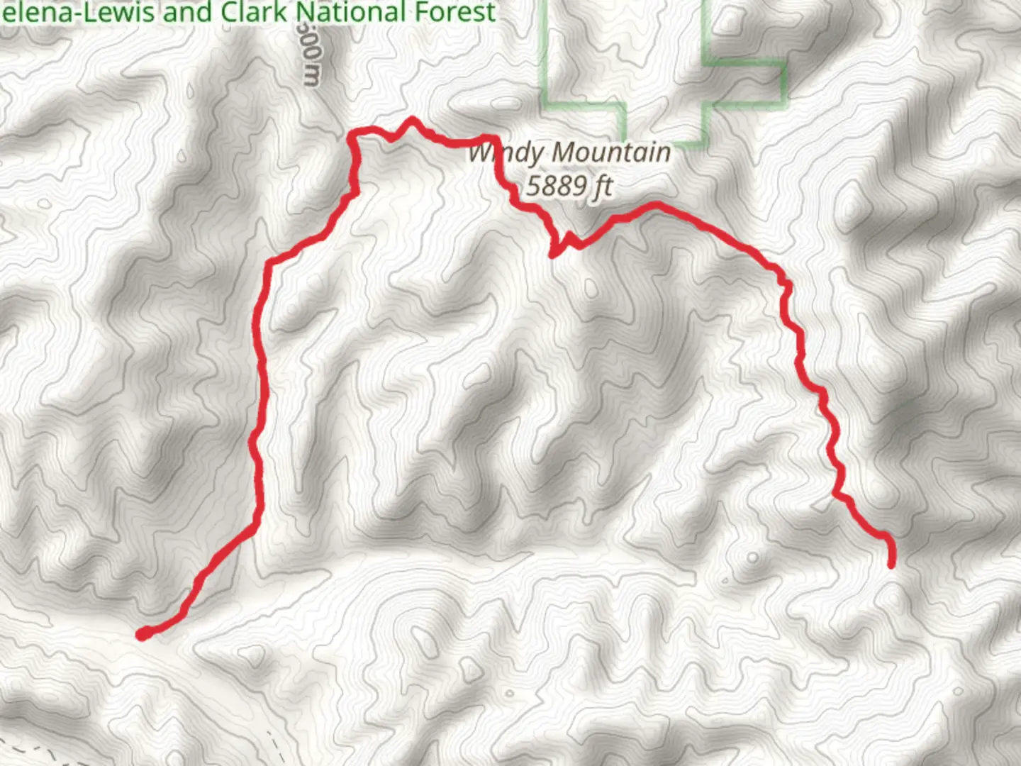 An image depicting the trail Windy Mountain via Thain Creek Trail and its surrounding area.