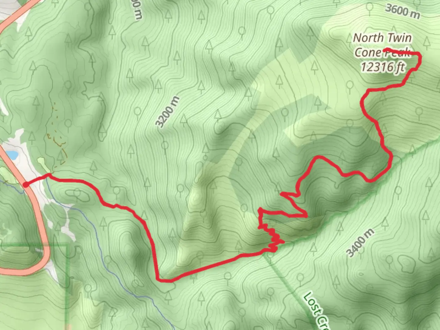 An image depicting the trail North Twin Cone Peak and its surrounding area.