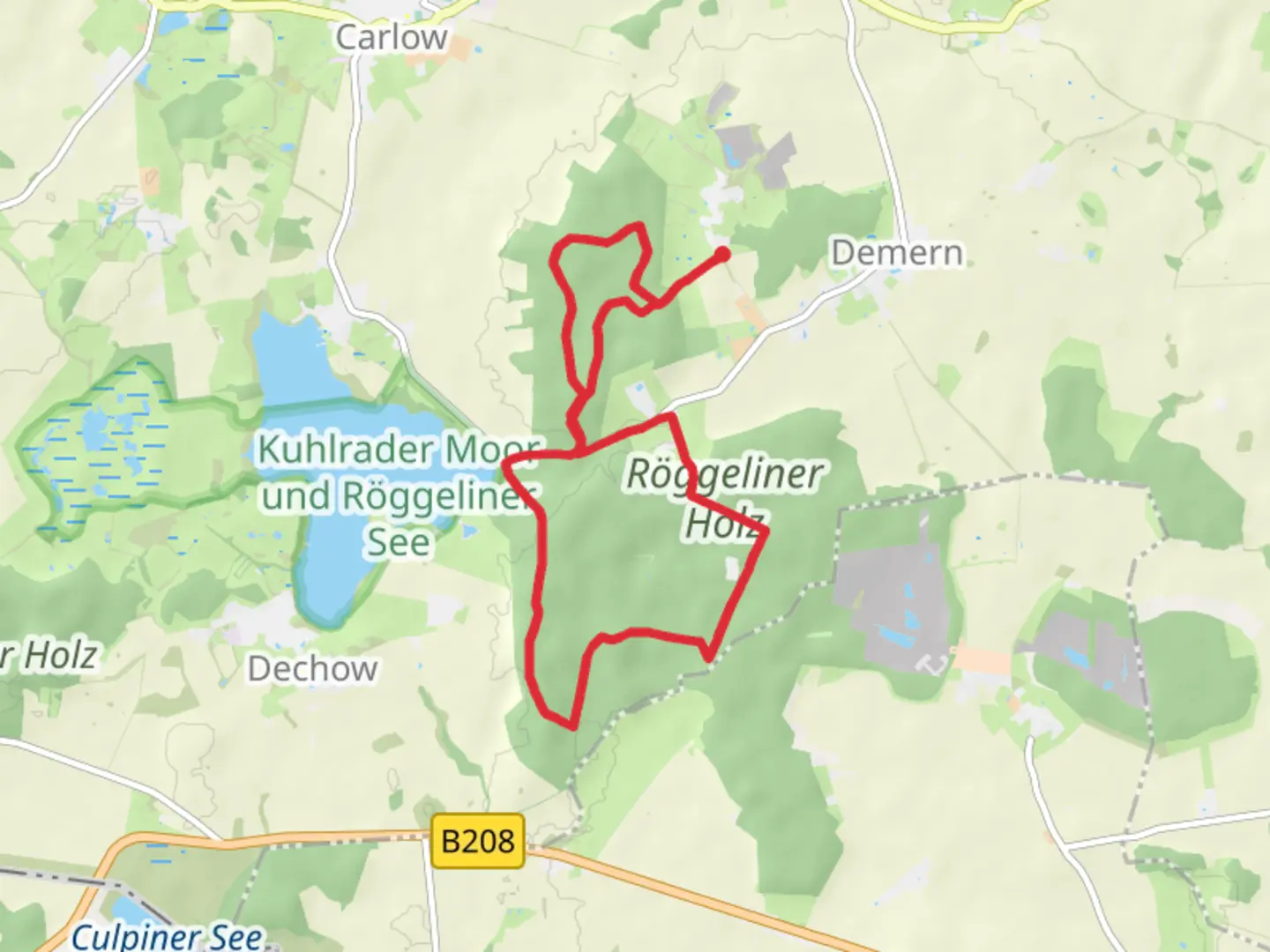 An image depicting the trail Bauern and Roeggeliner Holz and its surrounding area.