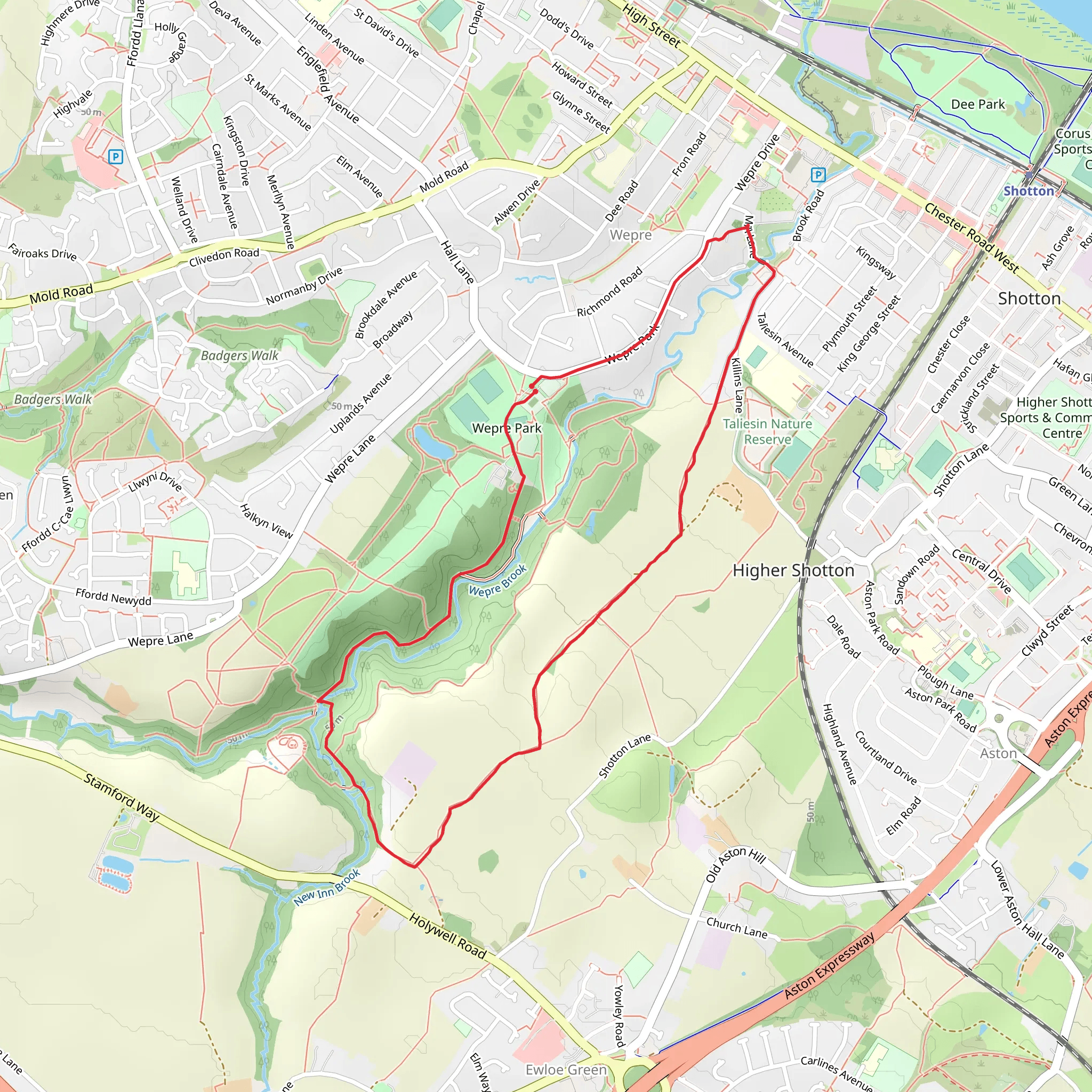 Wepre Park Loop mobile static map
