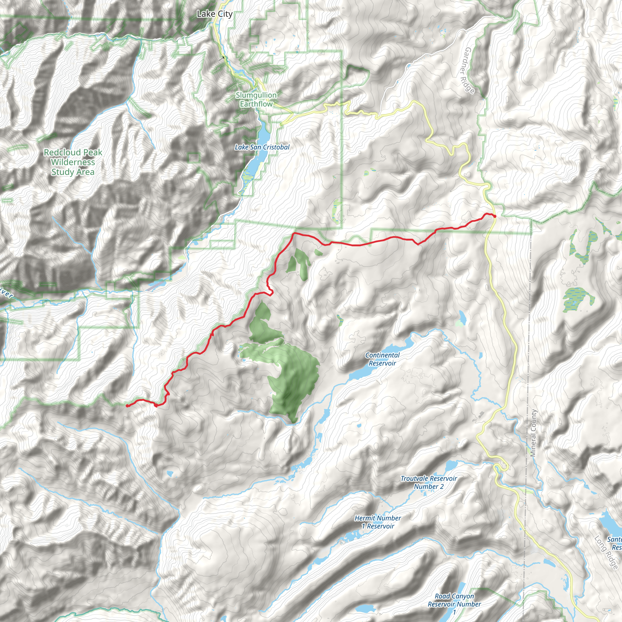 Continental Divide Trail via Spring Creek Pass mobile static map