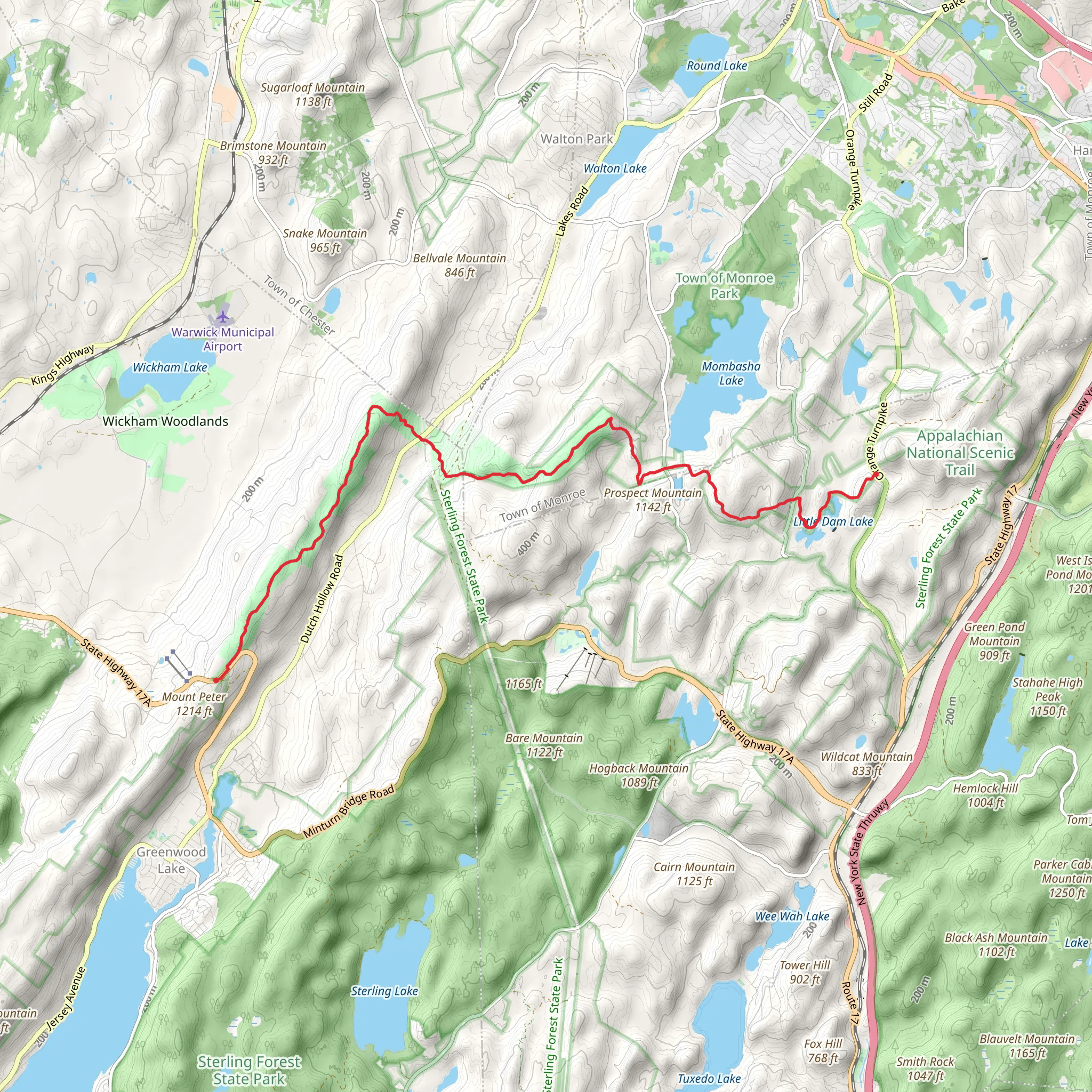 Little Dam Lake via Appalachian Trail mobile static map
