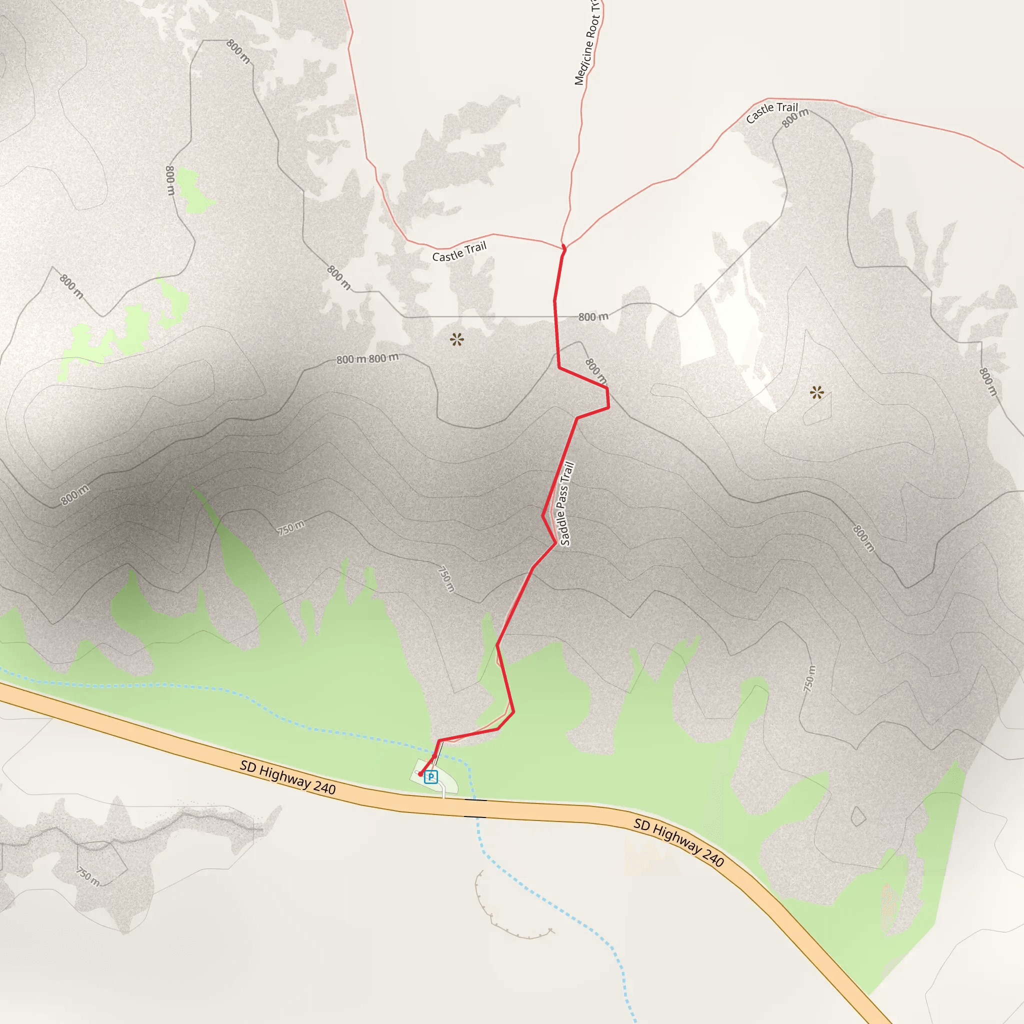 Saddle Pass Trail mobile static map
