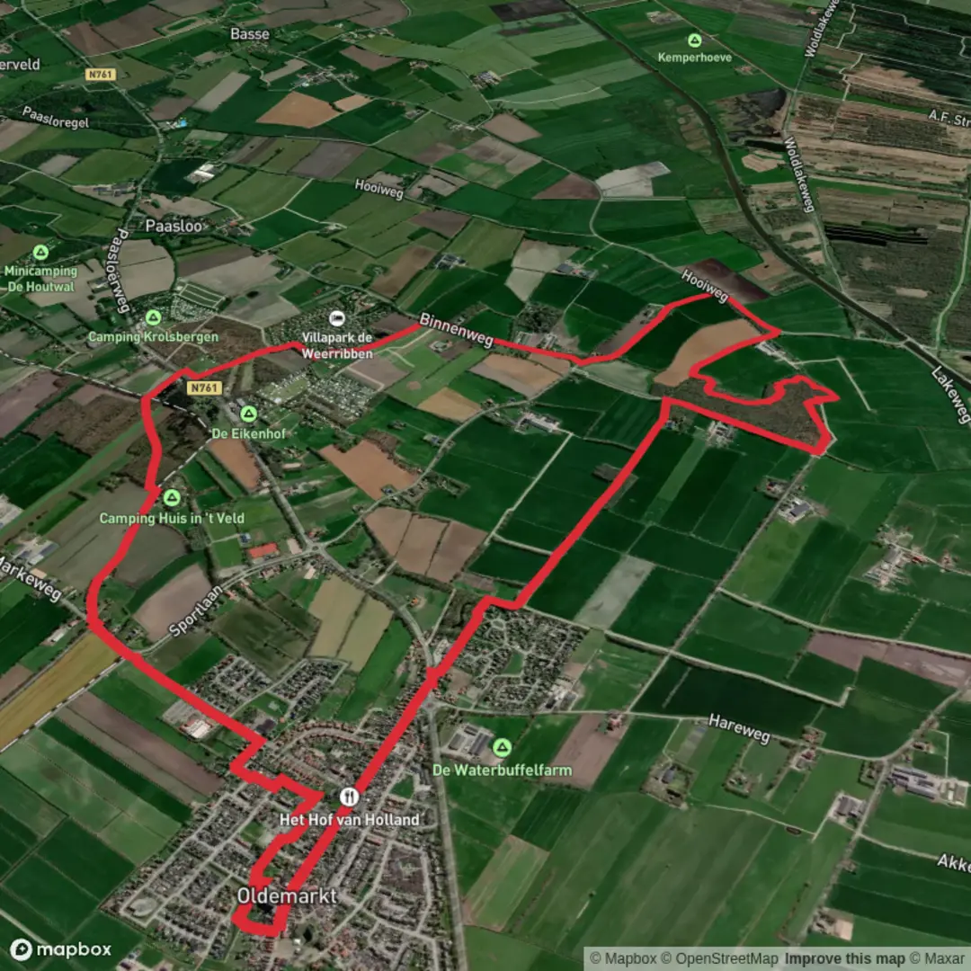 An image depicting the trail Carolinahoeve via WaterReijkpad and its surrounding area.