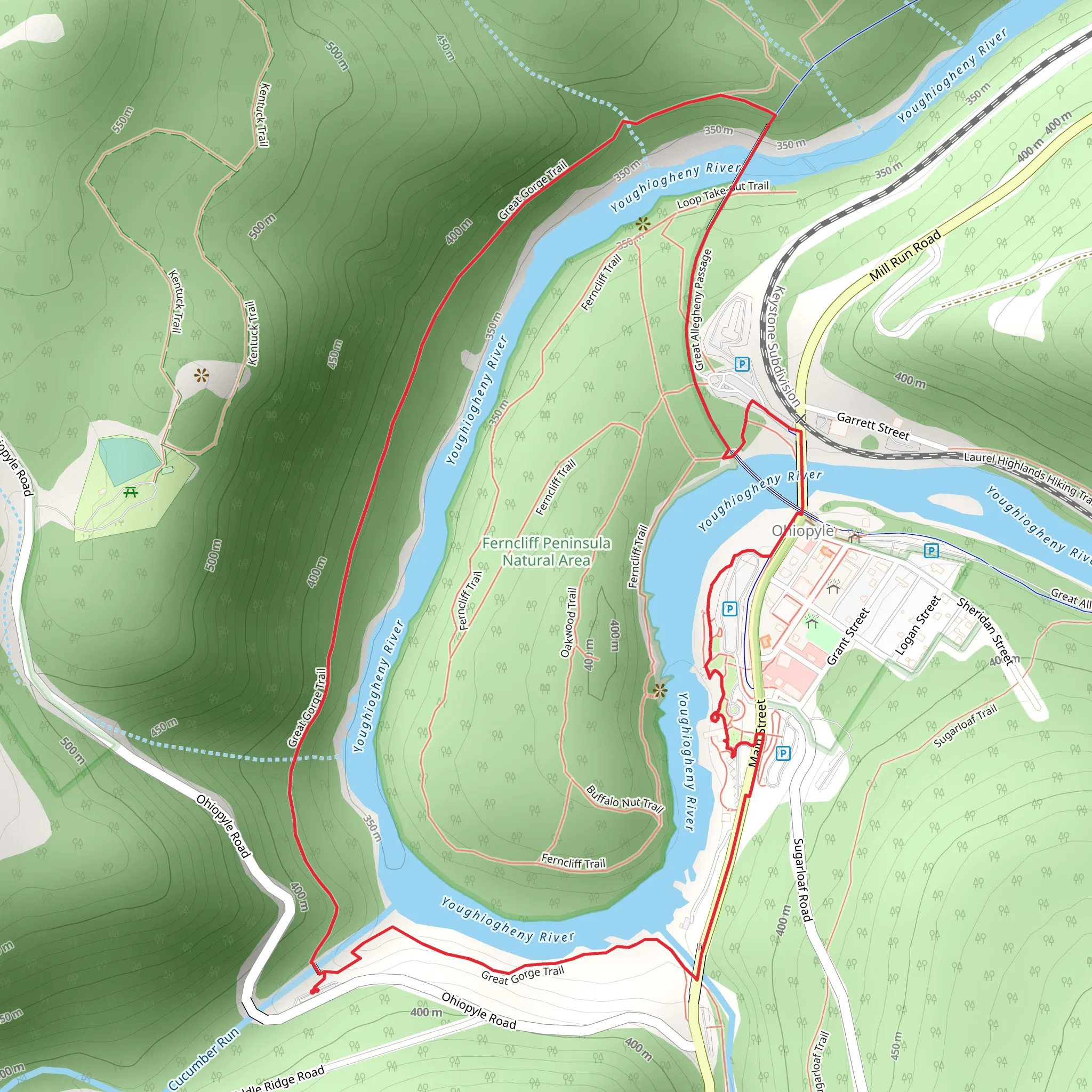 Ohiopyle - Great Gorge Loop Trail mobile static map