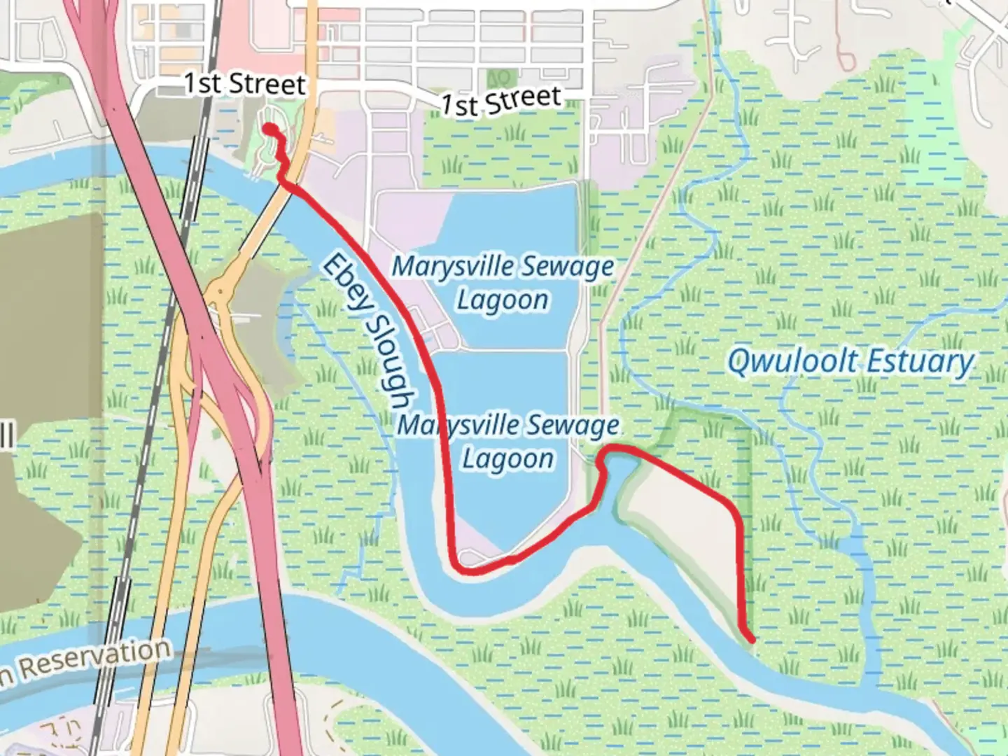 An image depicting the trail Ebey Trail and its surrounding area.