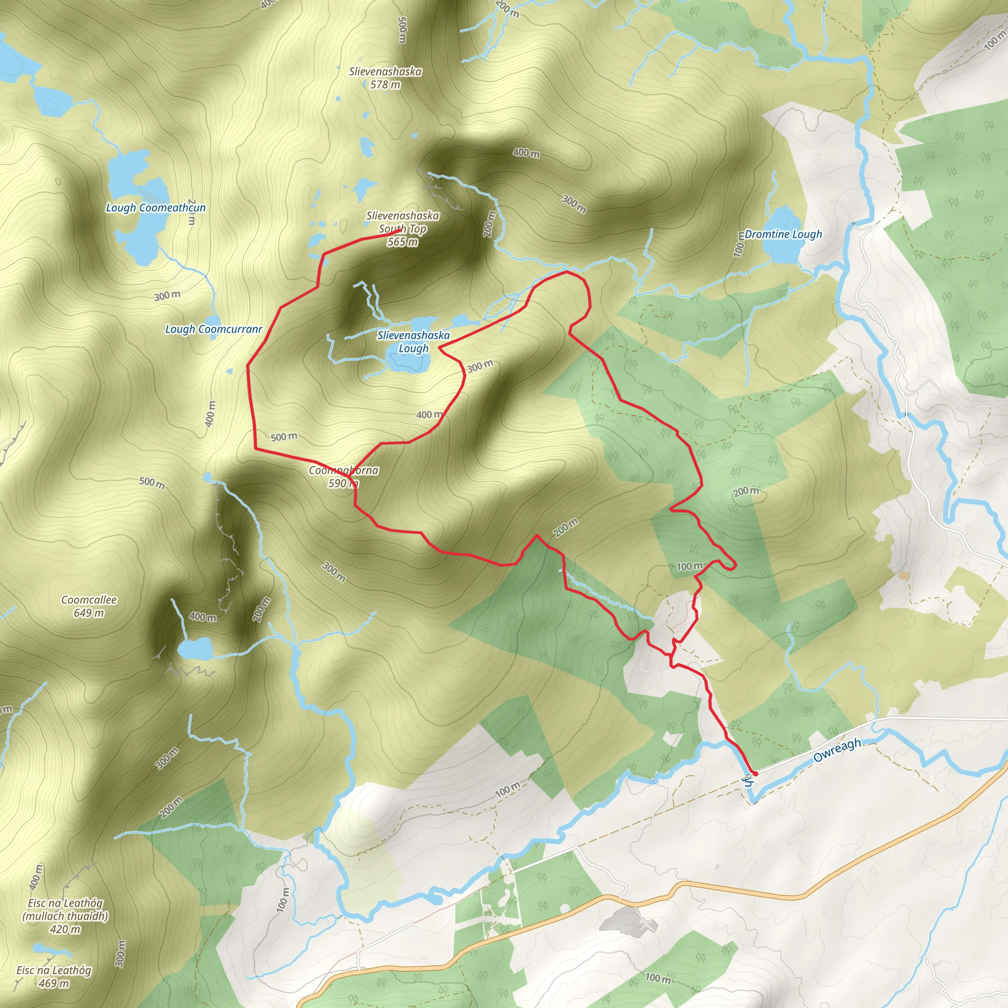 Coomnahorna and Sliabh na Seasca South Top Walk mobile static map