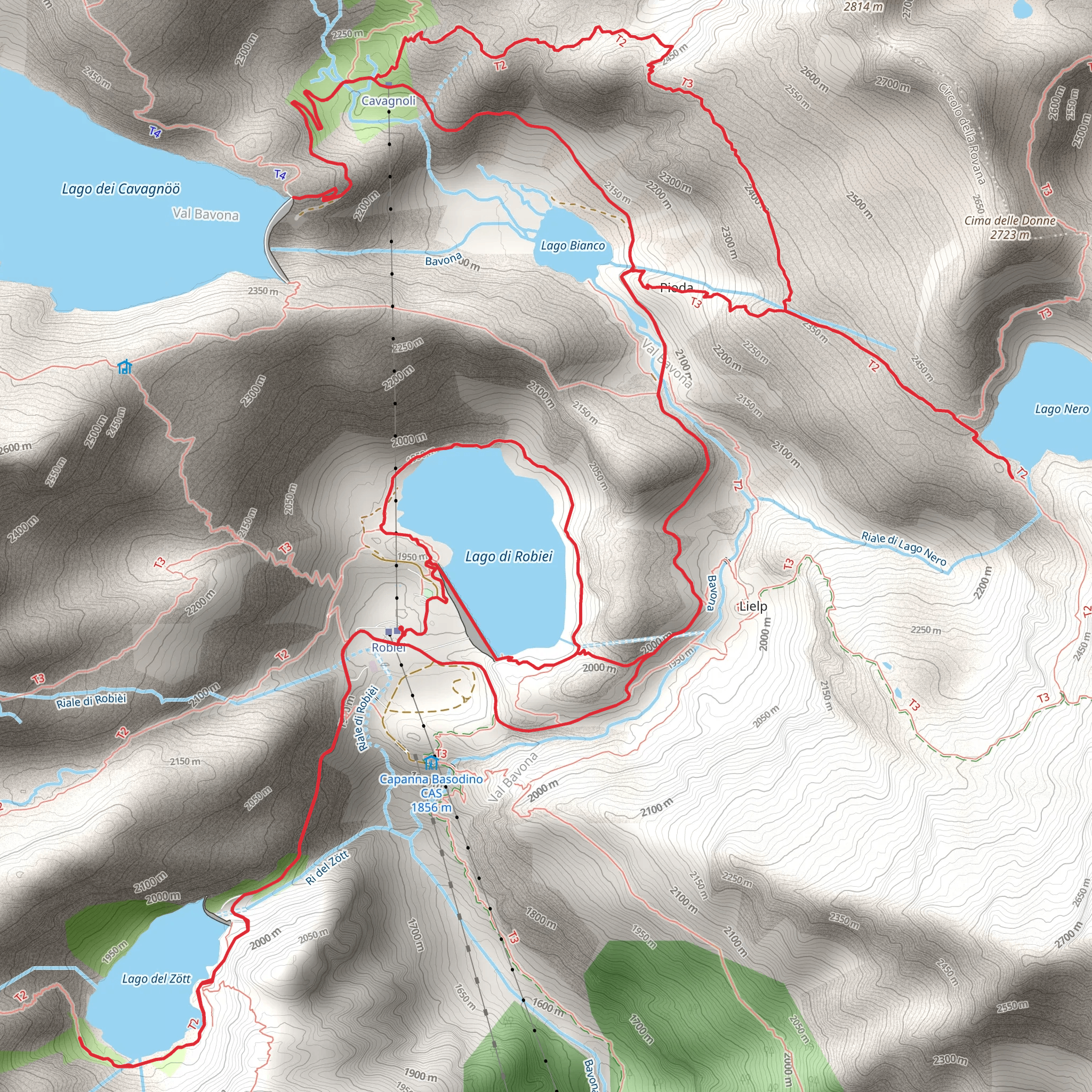 Robièi Lakes Loop mobile static map