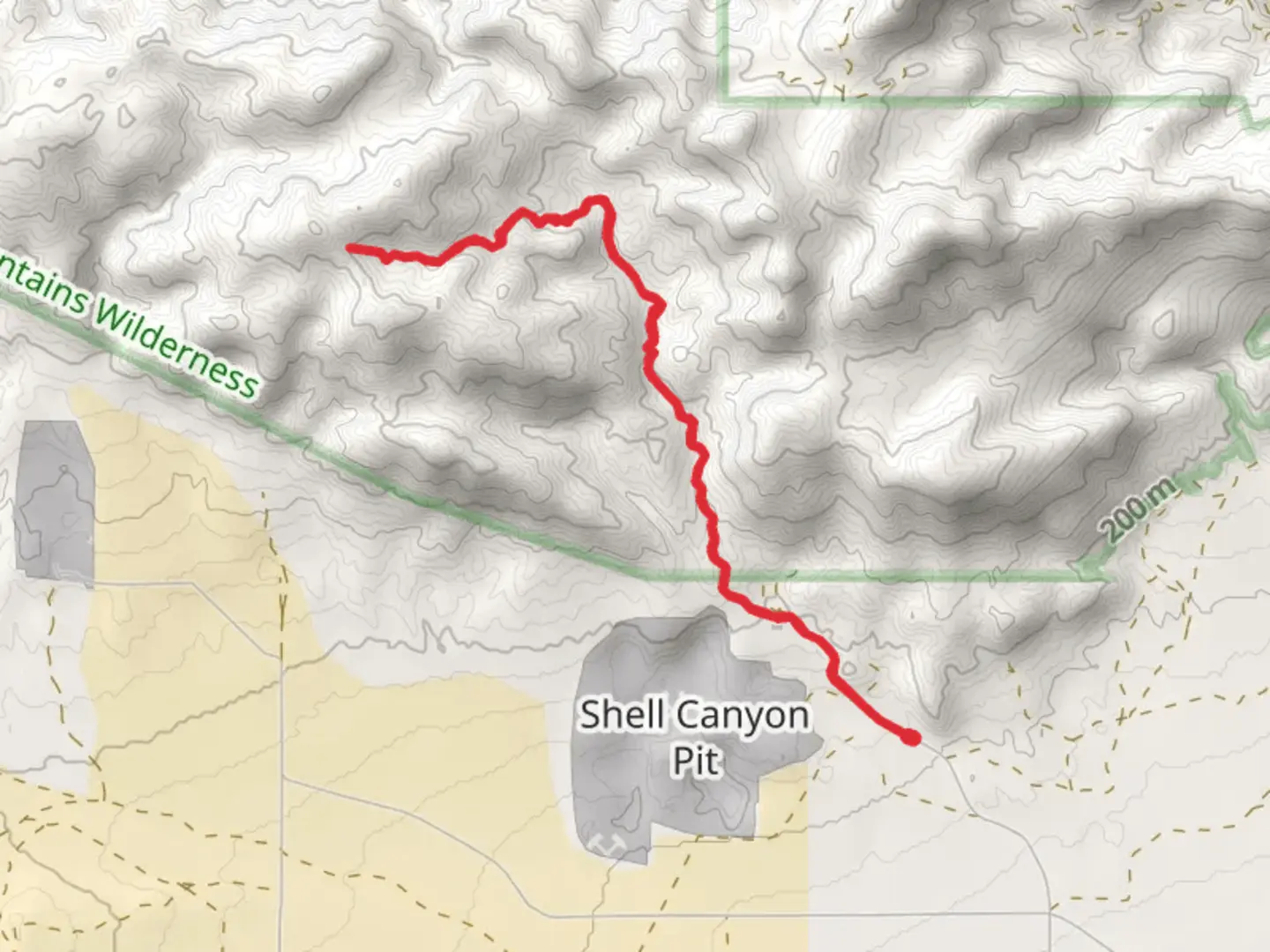 An image depicting the trail Fossil Canyon via Shell Canyon Road and its surrounding area.