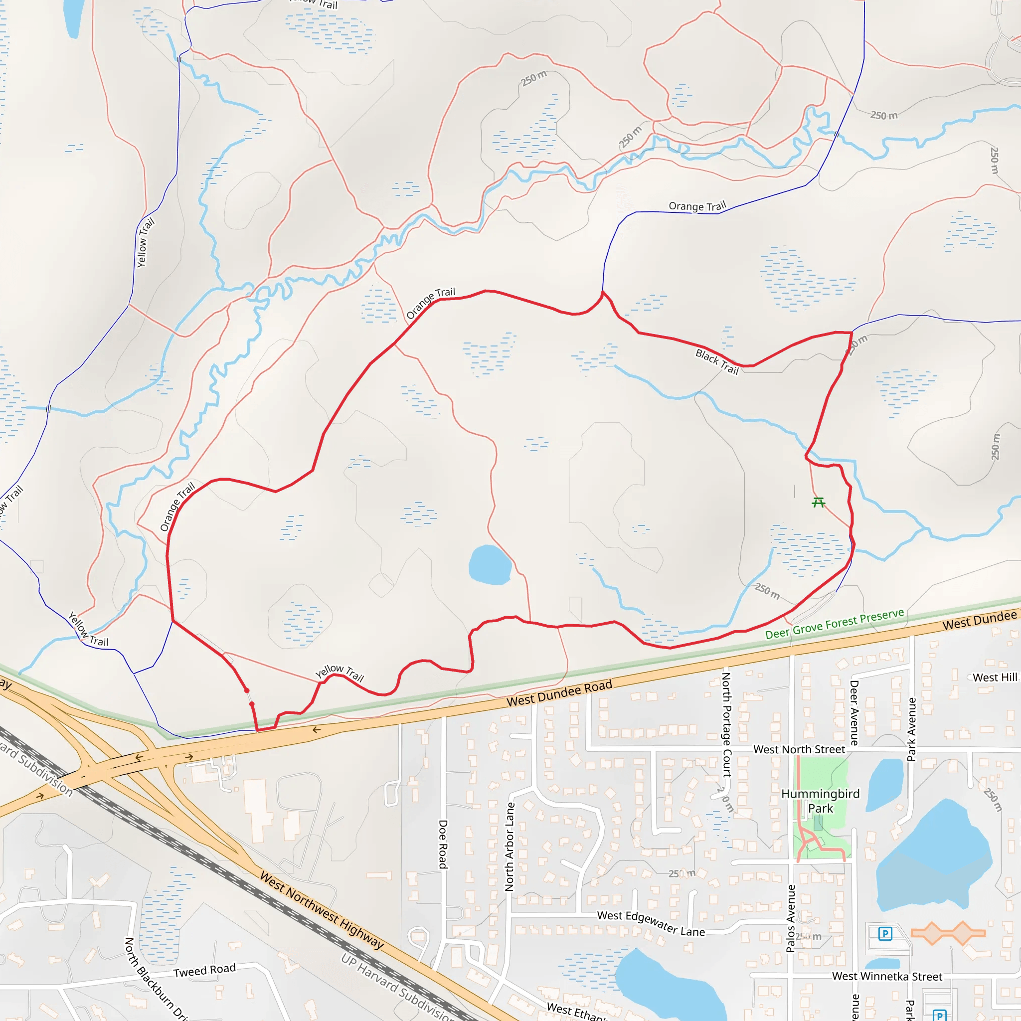 Orange and Yellow Loop Trail mobile static map