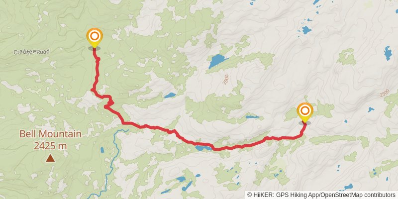 Groundhog Meadow and Grouse Lake via Crabtree Trail and Bell Meadow Trail stage 2 Map