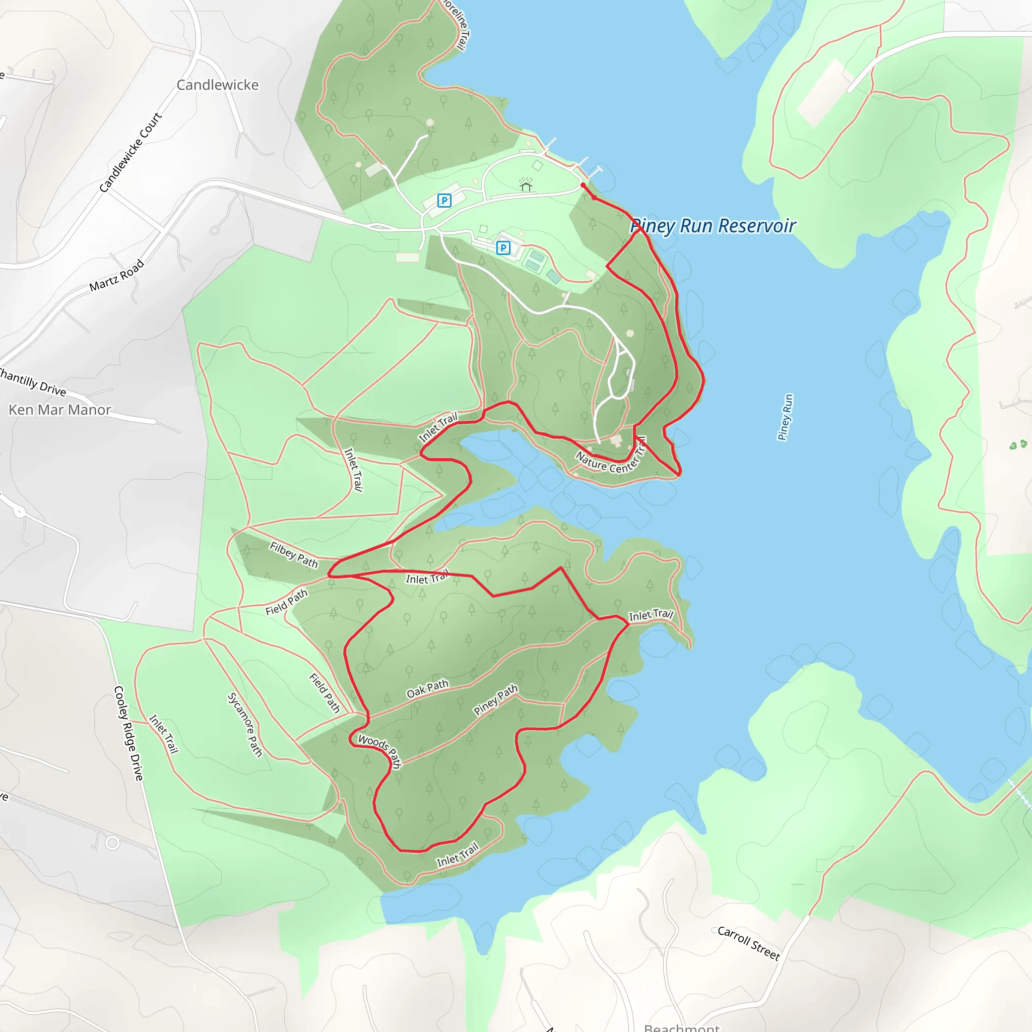 Nature Center Trail and Inlet Trail Loop mobile static map