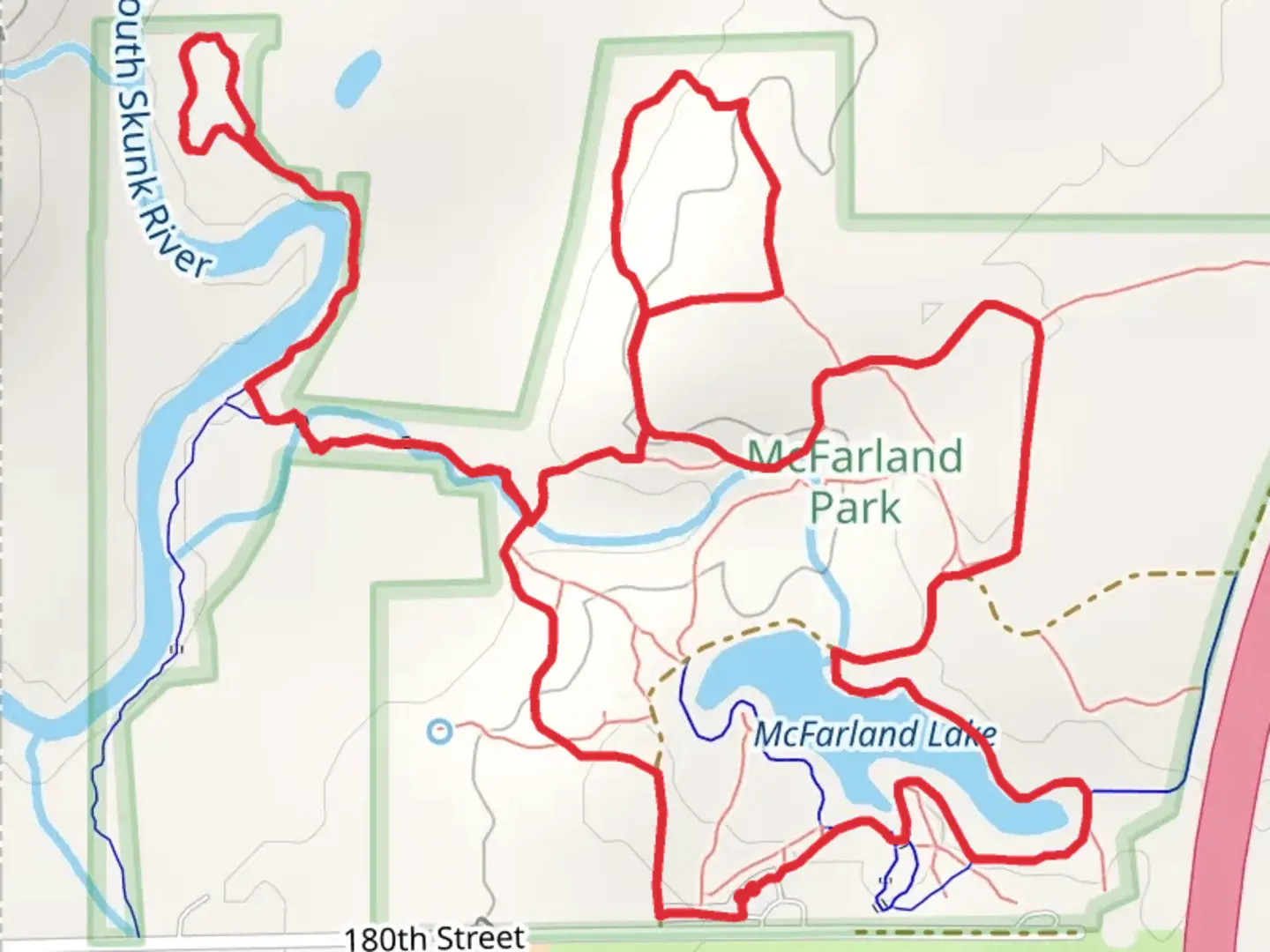 An image depicting the trail McFarland Lake Loop and its surrounding area.