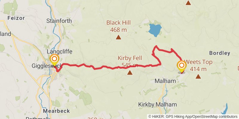 Skipton Loop via Pennine Way stage 2 Map