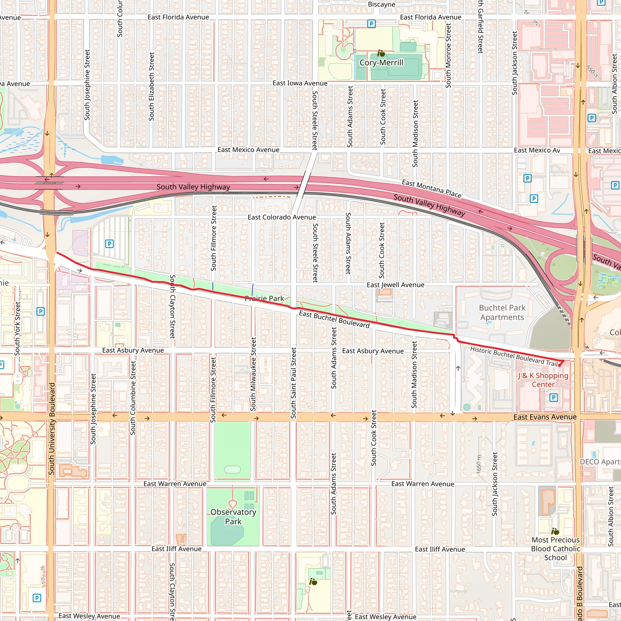 Historic Buchtel Boulevard Trail - Colorado Station mobile static map