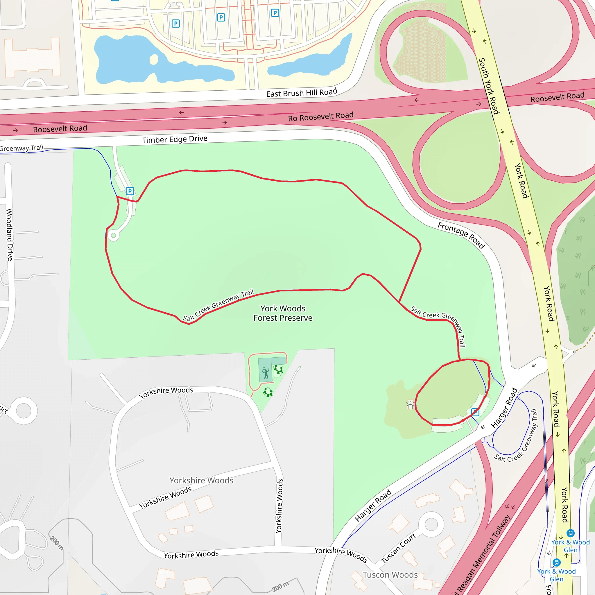 York Woods Forest Preserve Loop mobile static map