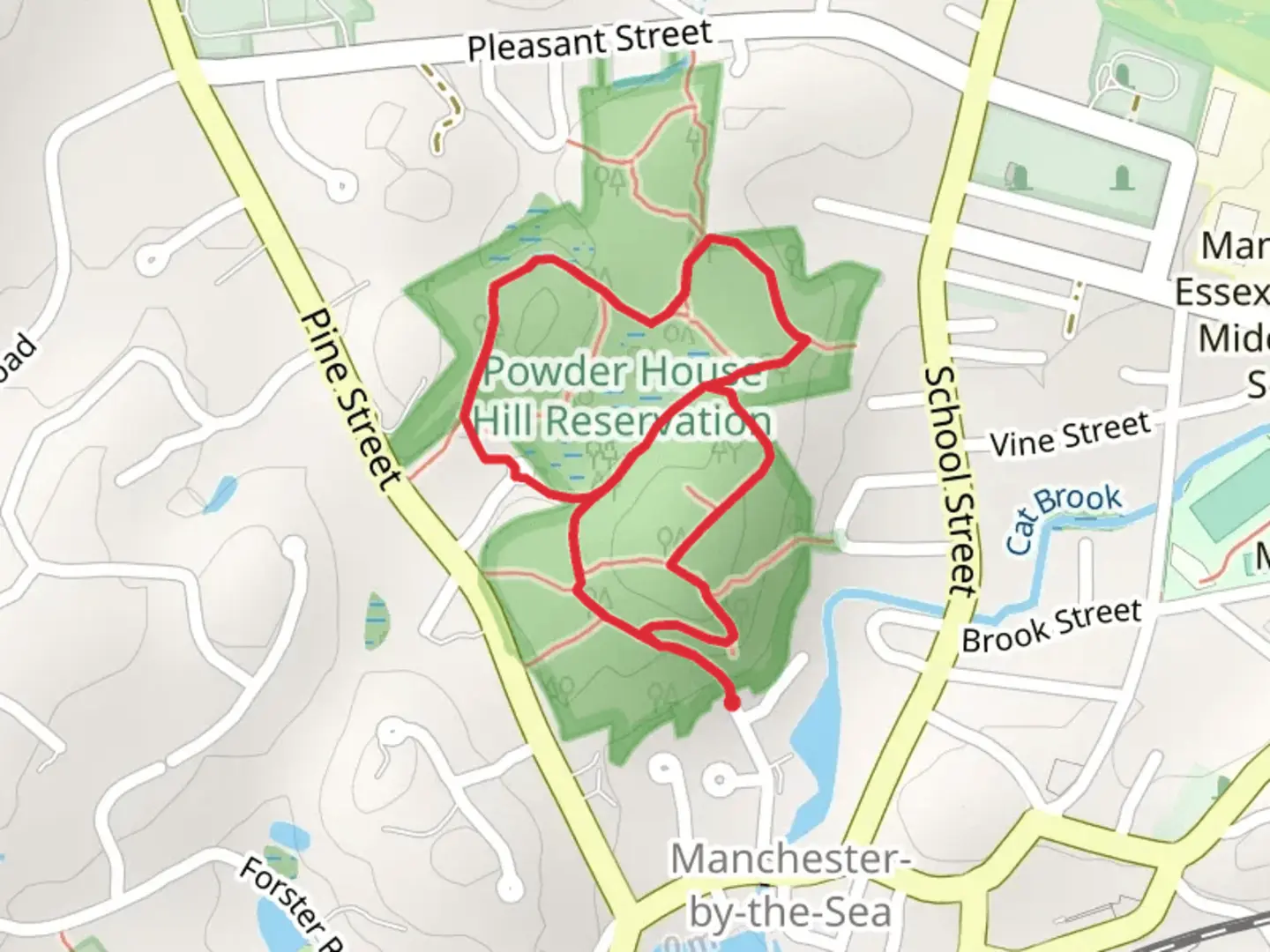 An image depicting the trail Yellow - Orange and Red Loop and its surrounding area.