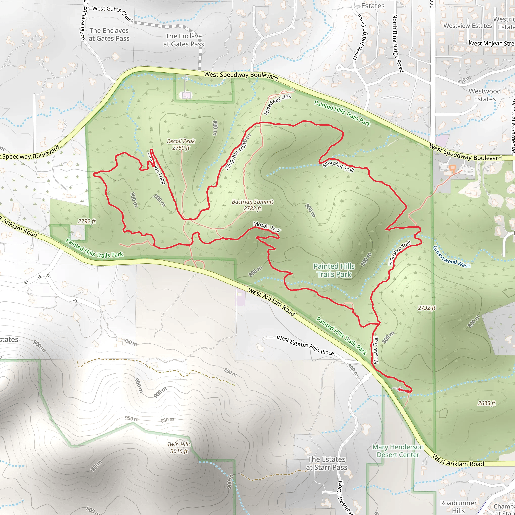 Slingshot, Monsoon and Mosaic Loop Trail mobile static map