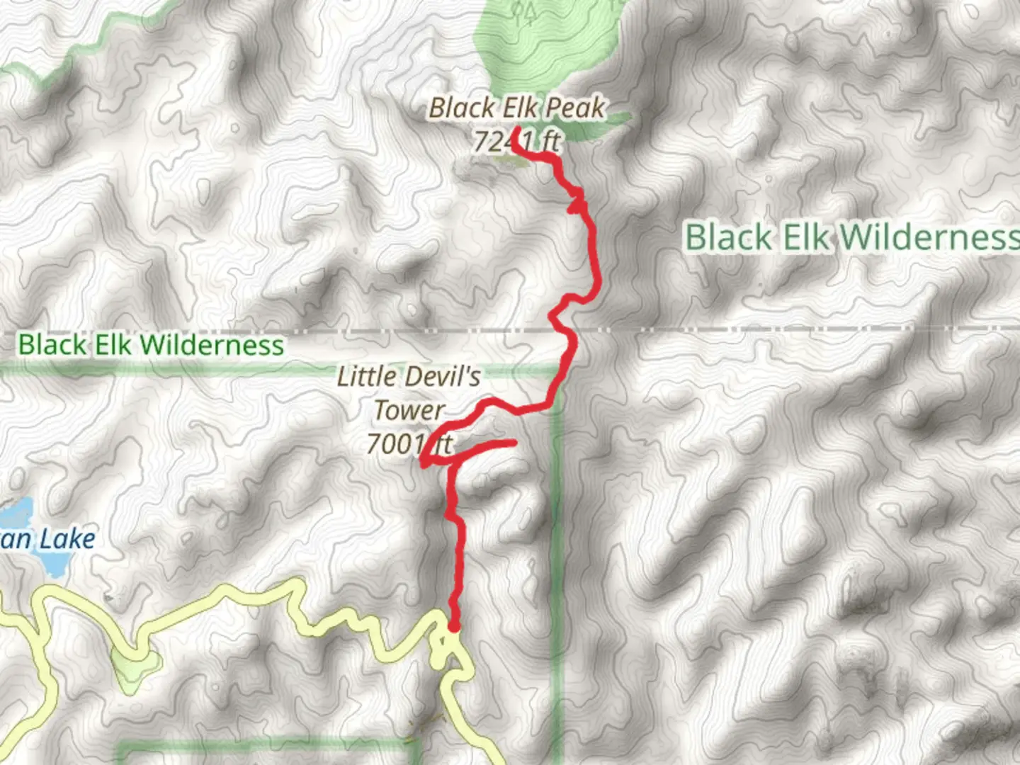 An image depicting the trail Black Elk Peak and Cathedral Spires Trail and its surrounding area.