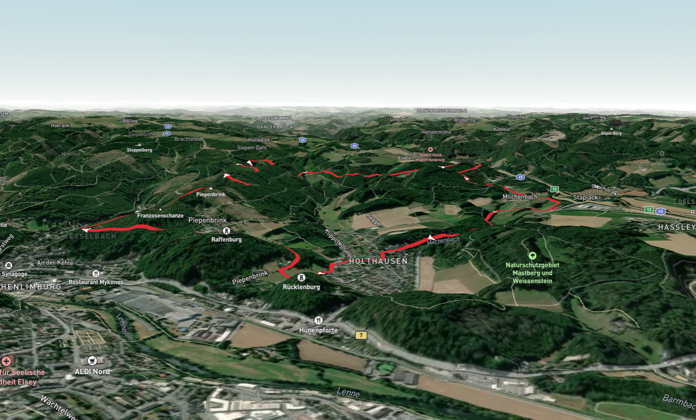 Raffenberg and Piepenbrink via Rundweg ueber dir Volmehoehen