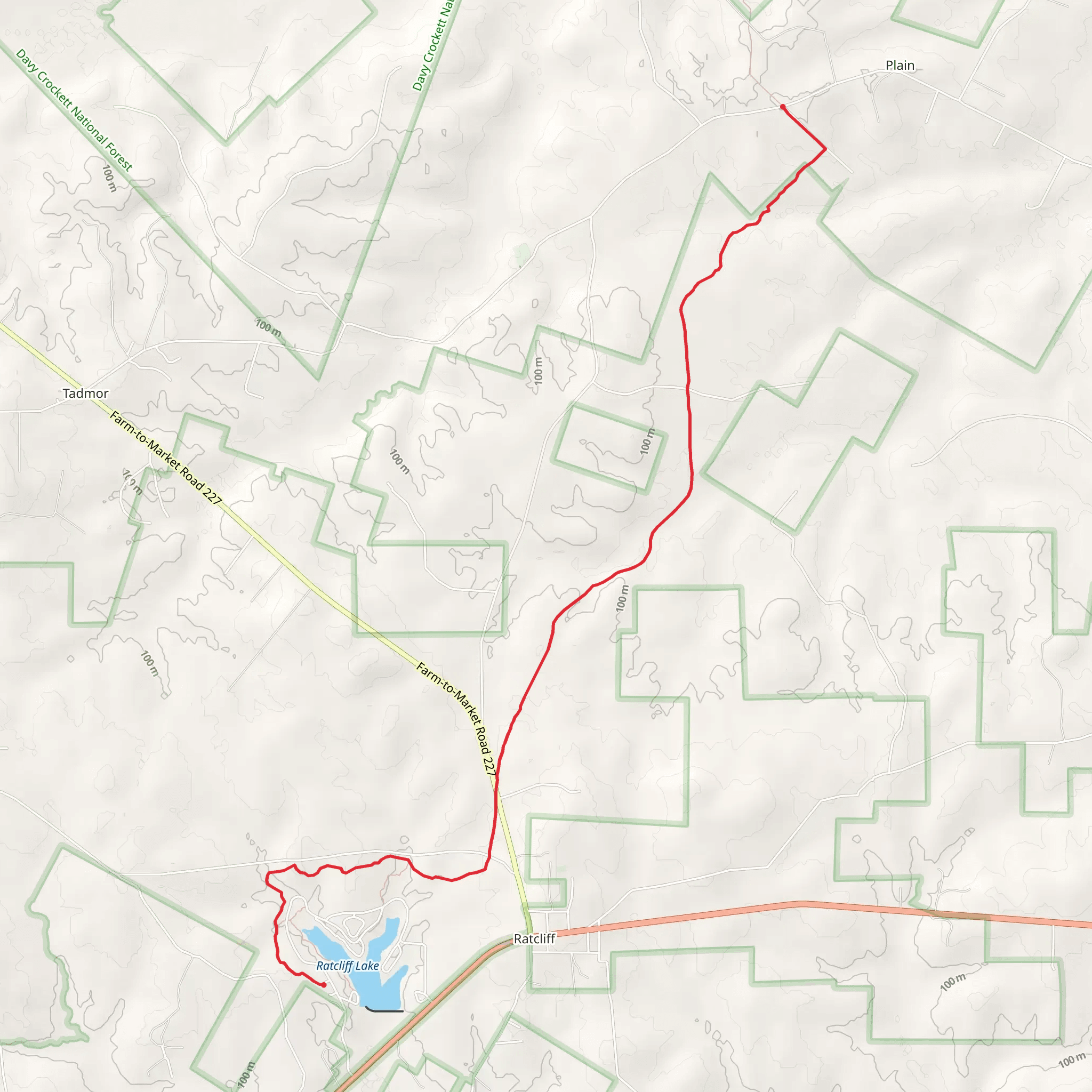 Ratcliff Lake to County Road 2729 mobile static map