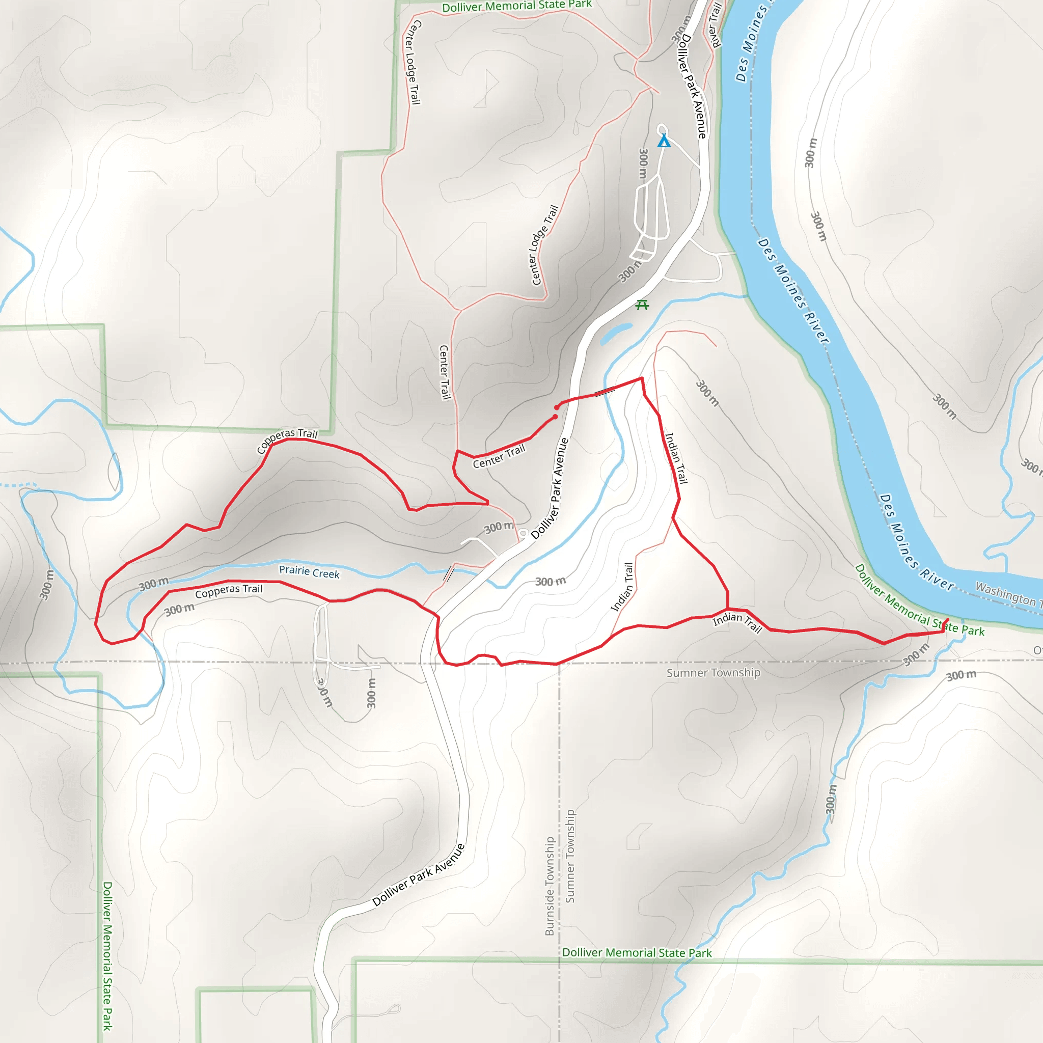 Copperas Trail and Indian Loop Trail mobile static map