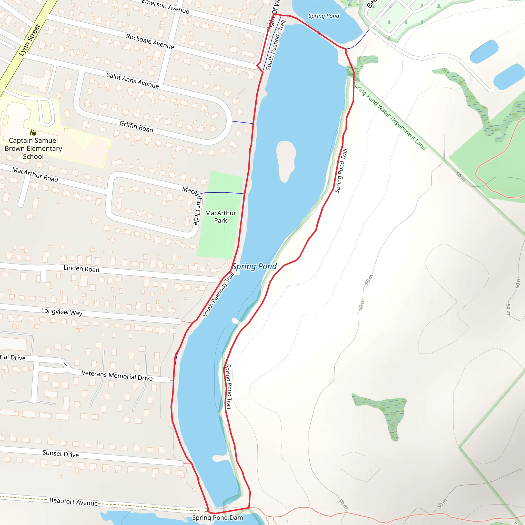 Spring Pond Trail mobile static map