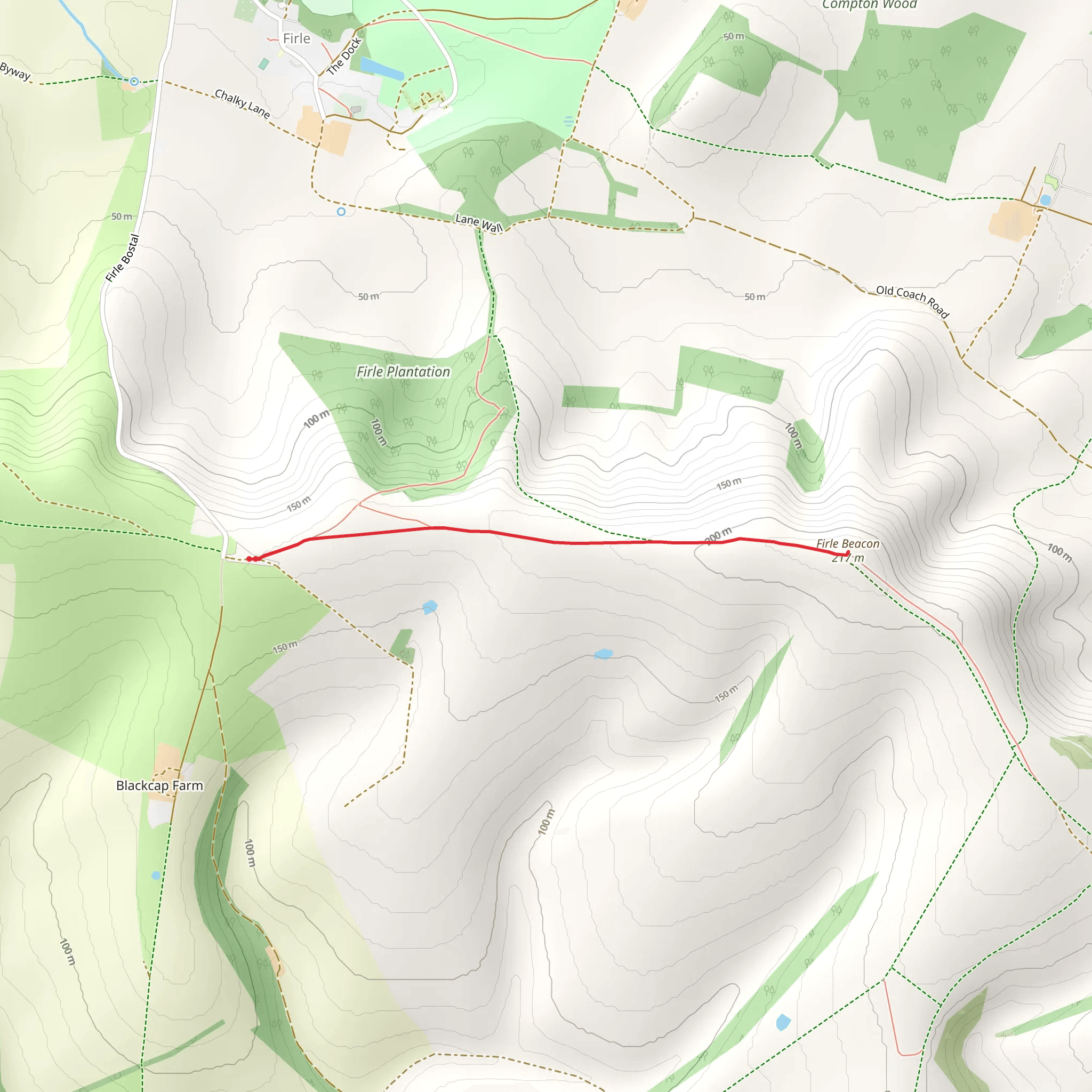 Firle Beacon Walk mobile static map