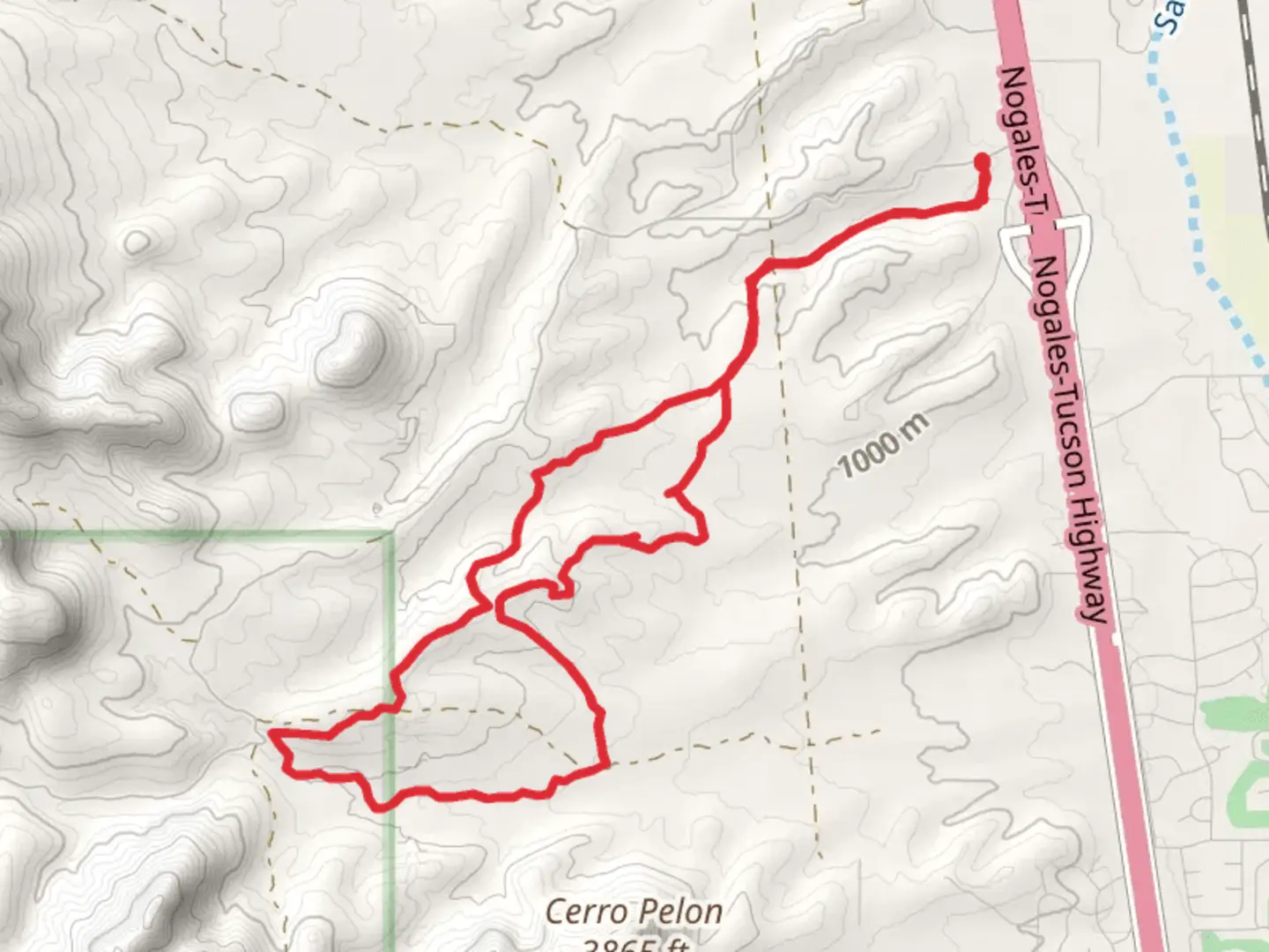 An image depicting the trail Tubac Shakur SST Loop and its surrounding area.
