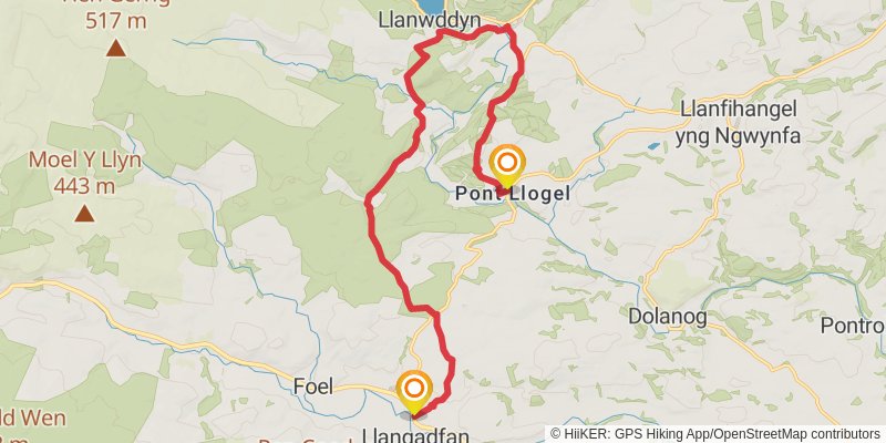 Glyndŵr's Way stage 10 Map