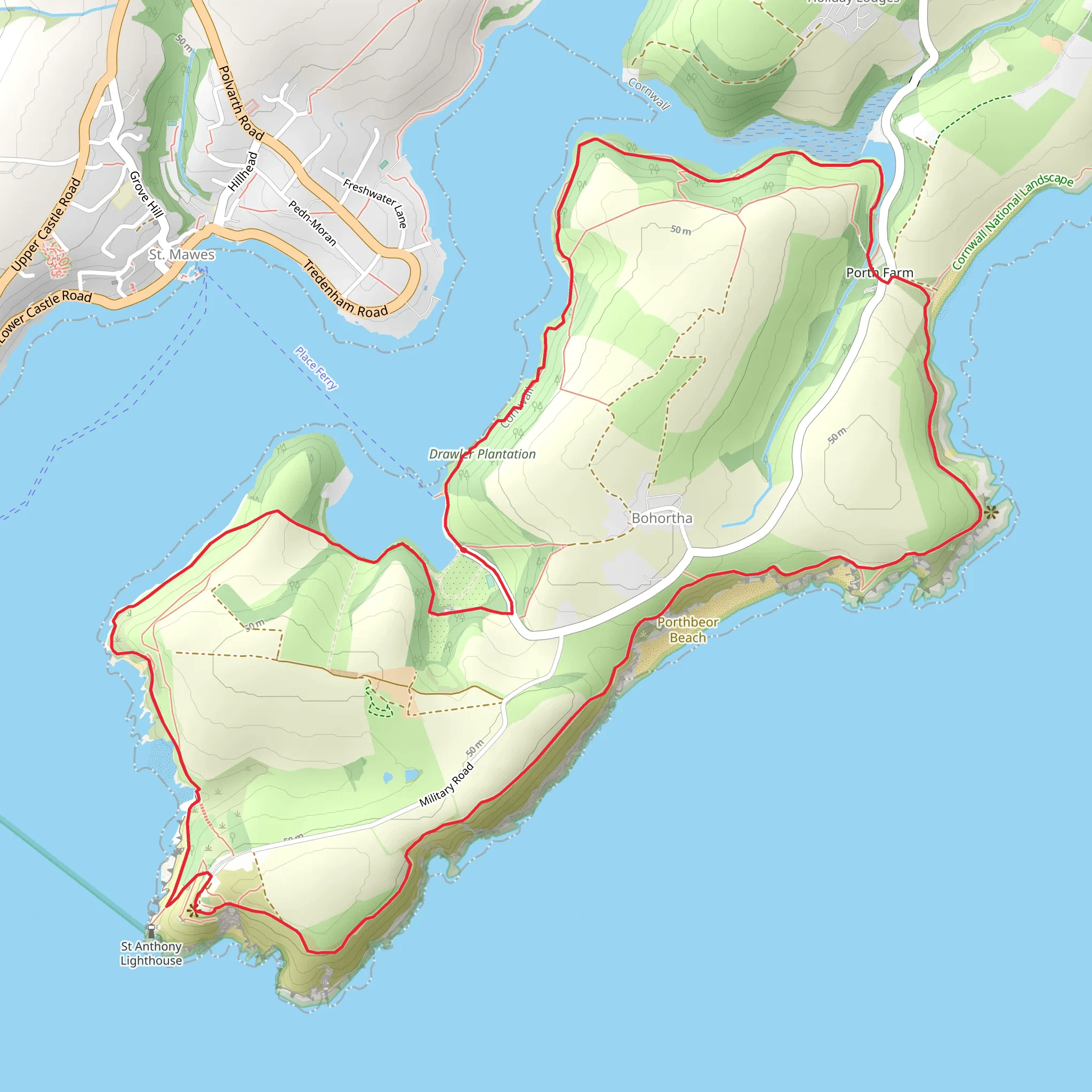 St Anthony Head and Place Walk mobile static map