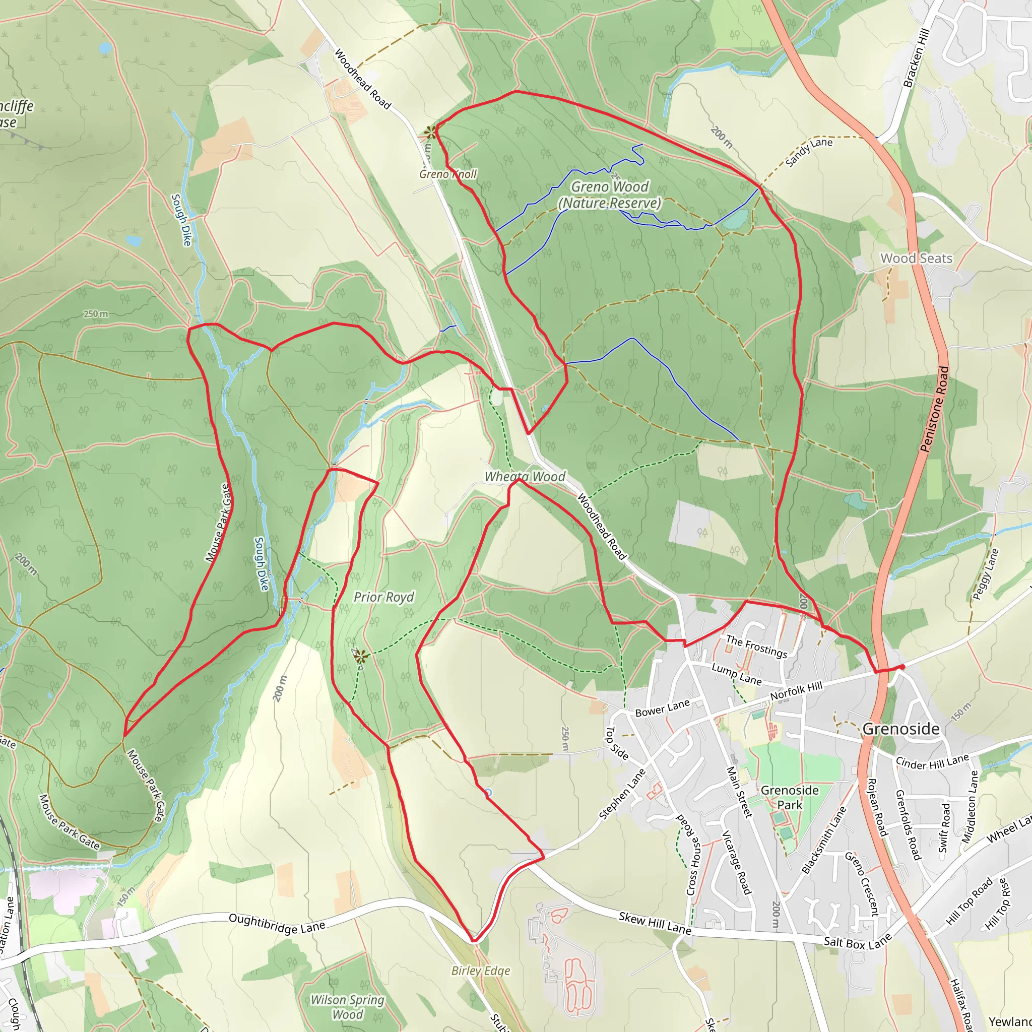 Grenoside - Greno Wood - Wharncliffe Wood and Whalejaw Hill mobile static map