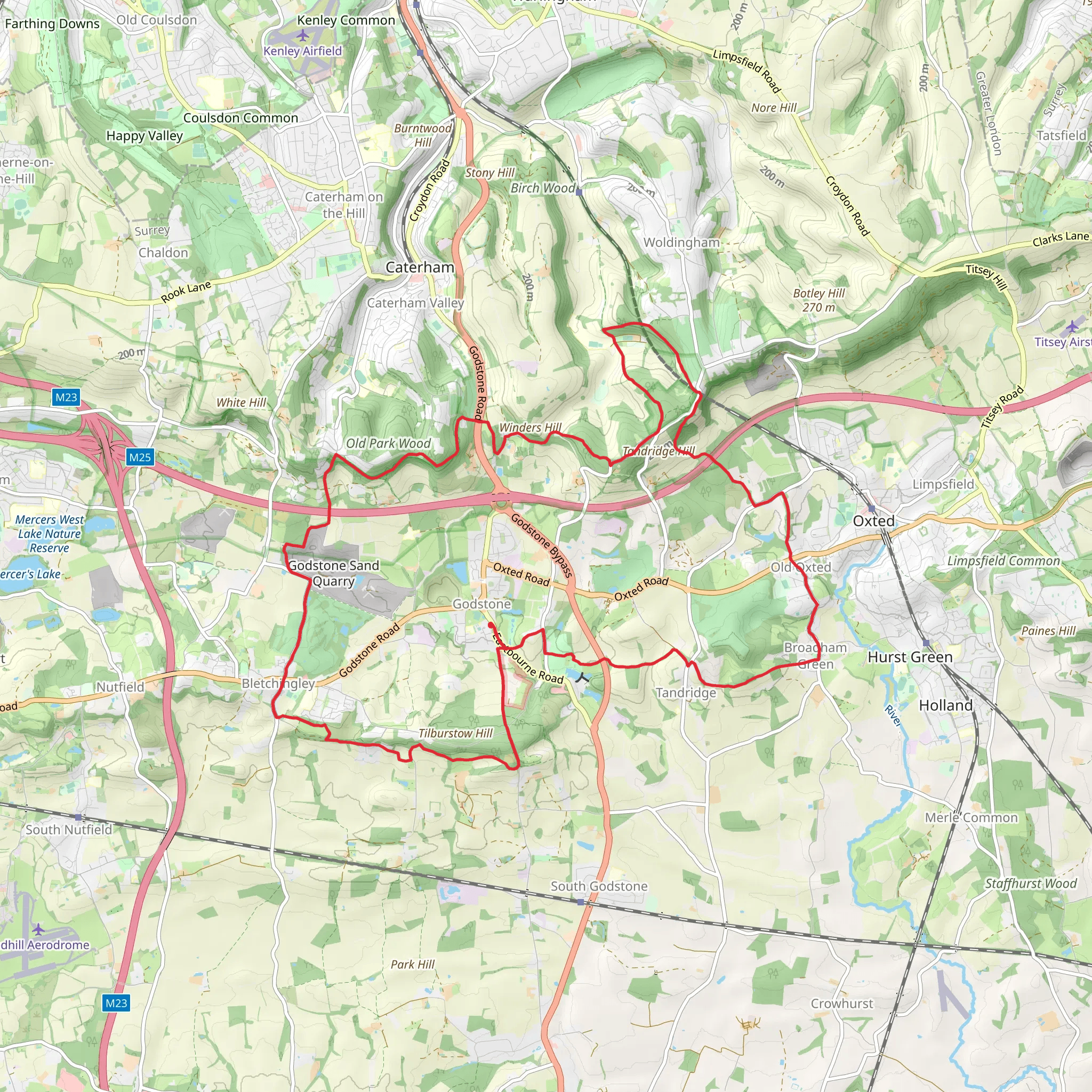 Godstone, Old Oxted and Bletchingley Loop mobile static map