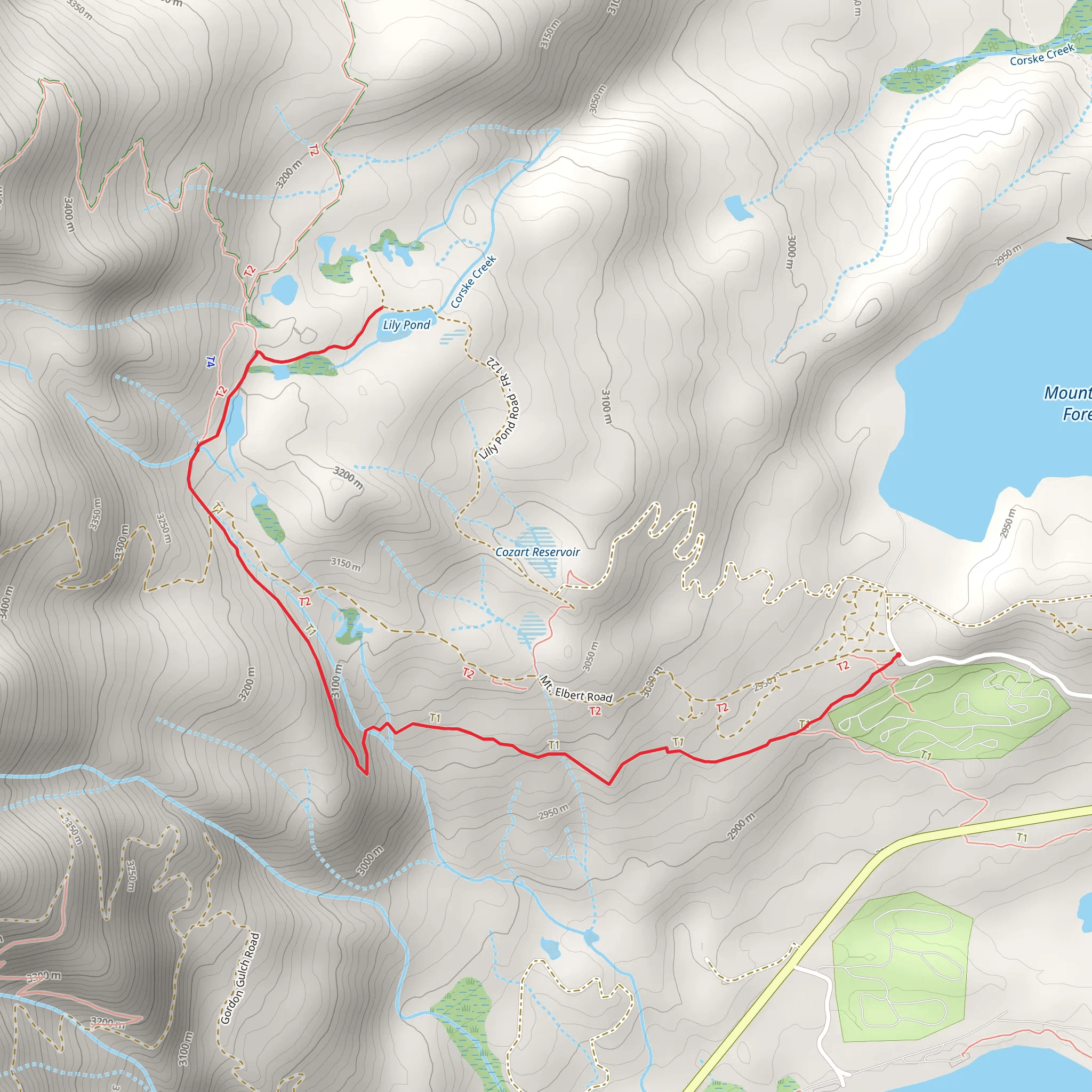 Lily Pond via Colorado Trail mobile static map