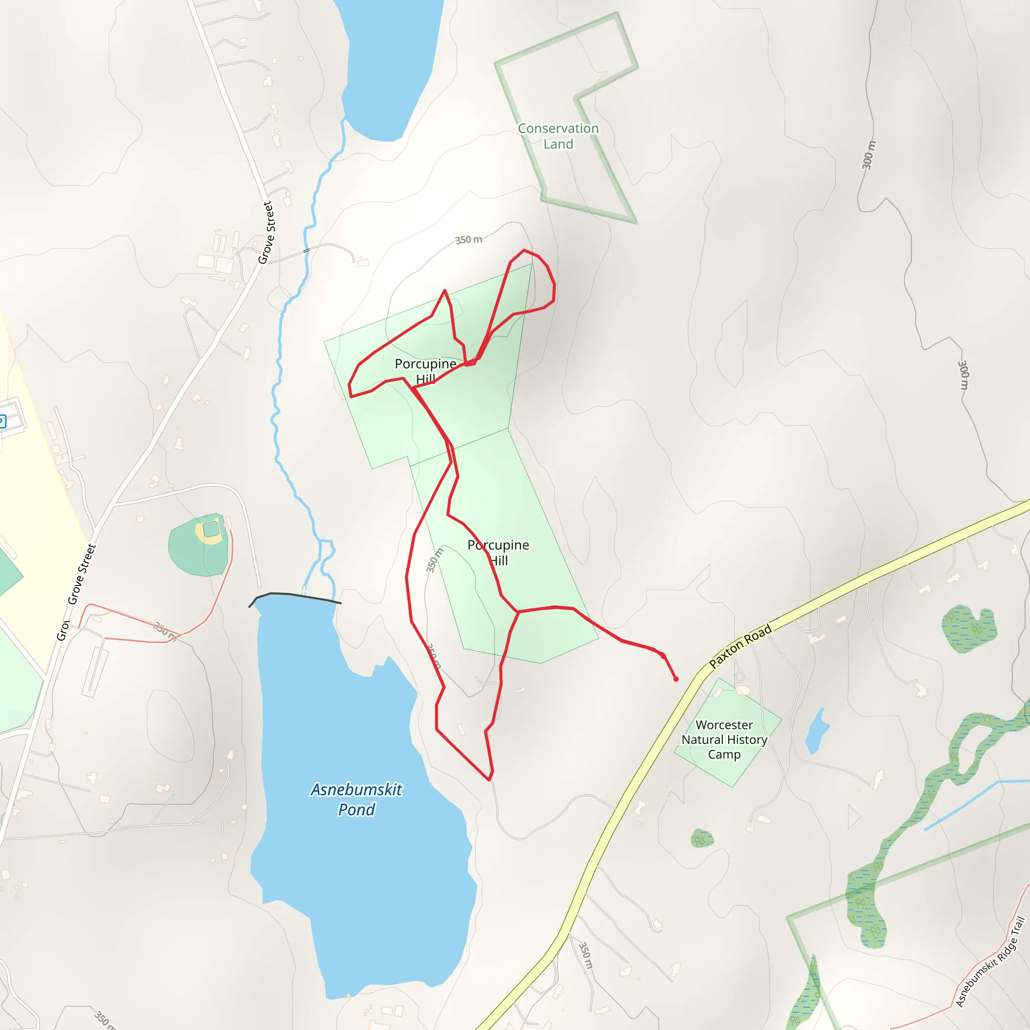 Porcupine Hill from Paxton Road mobile static map