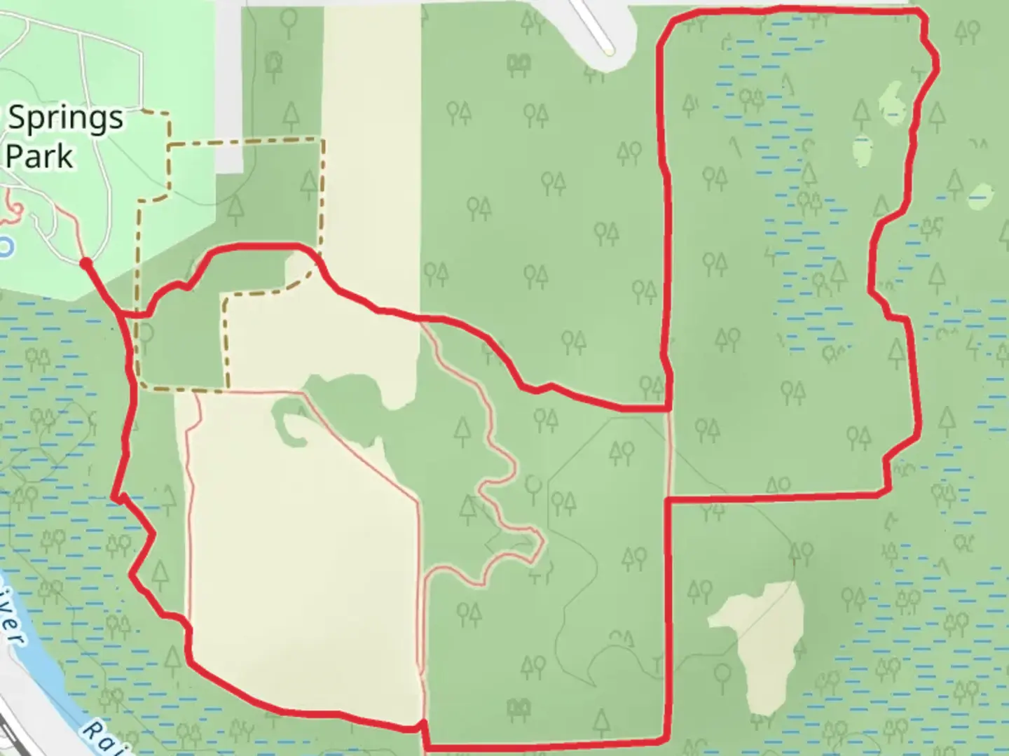 An image depicting the trail Yellow Loop Trail - Rainbow Springs State Park and its surrounding area.