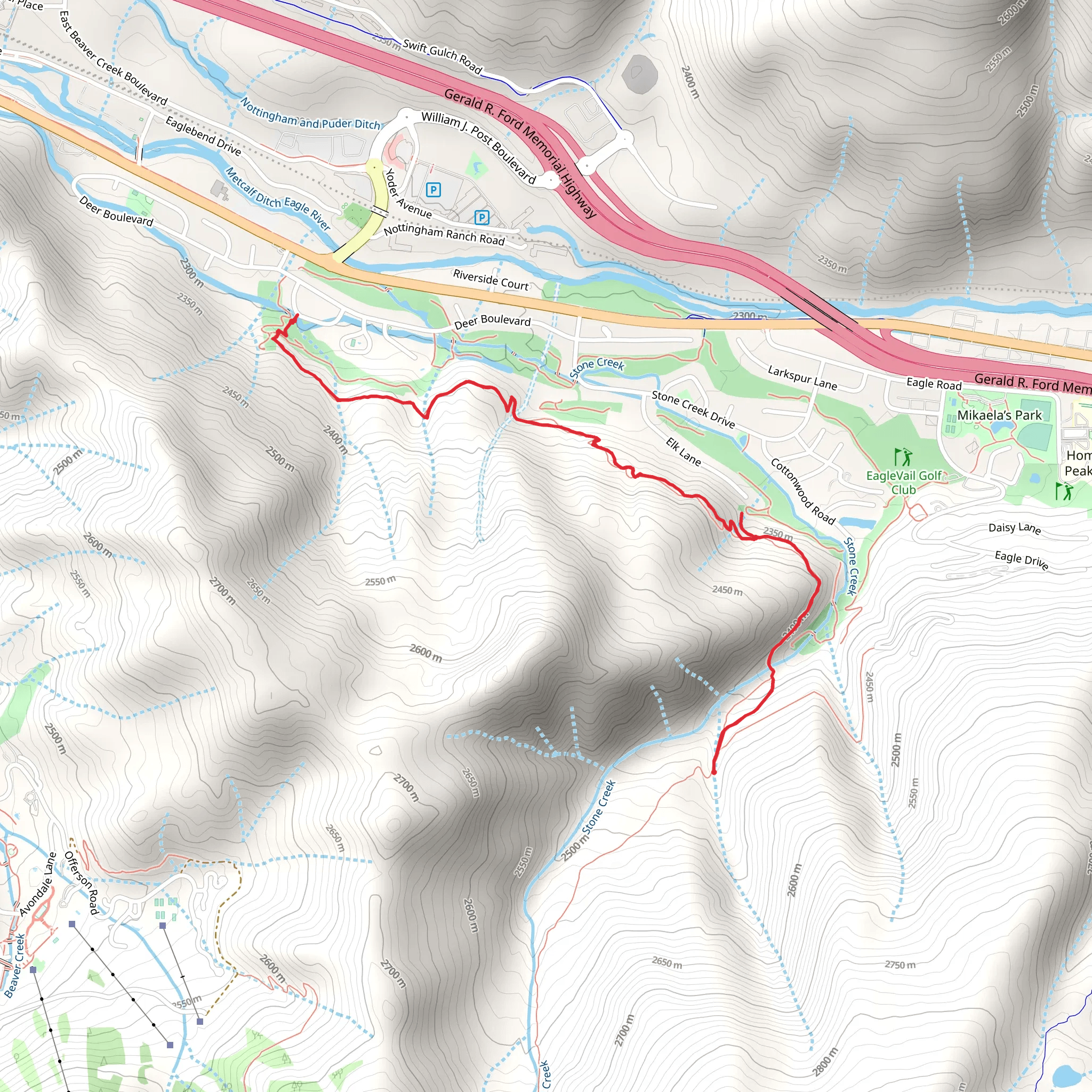 Eaglevail Trail mobile static map